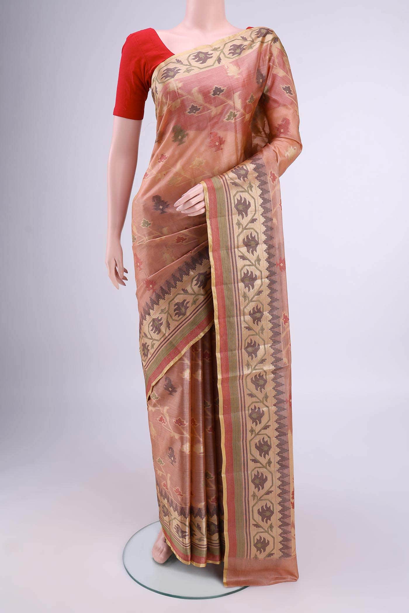 Golden Peach Banarasi Saree