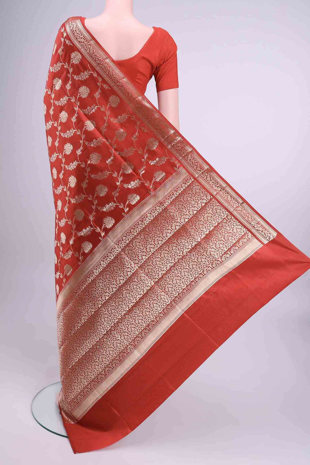 Deep Red Banarasi Saree