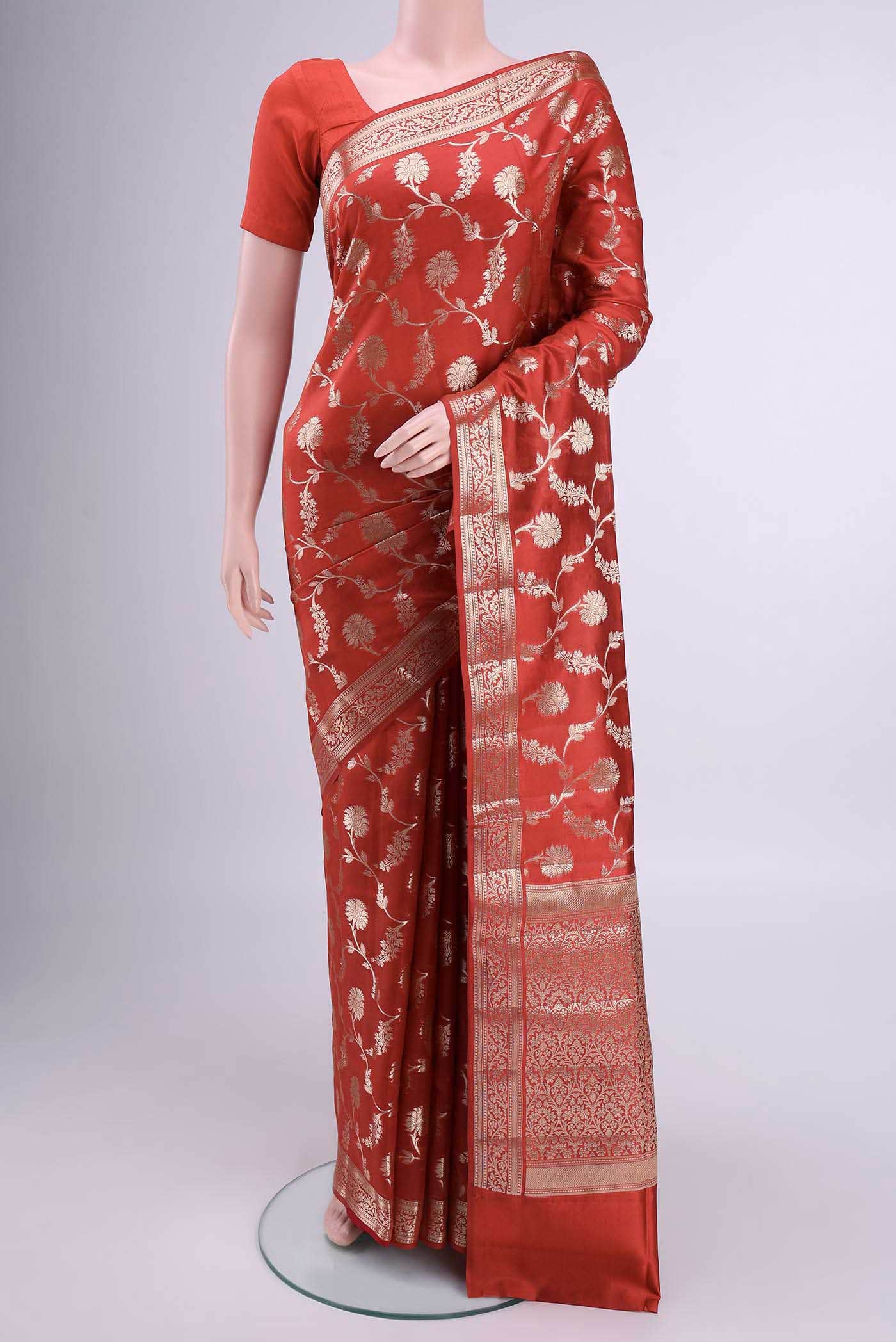 Deep Red Banarasi Saree