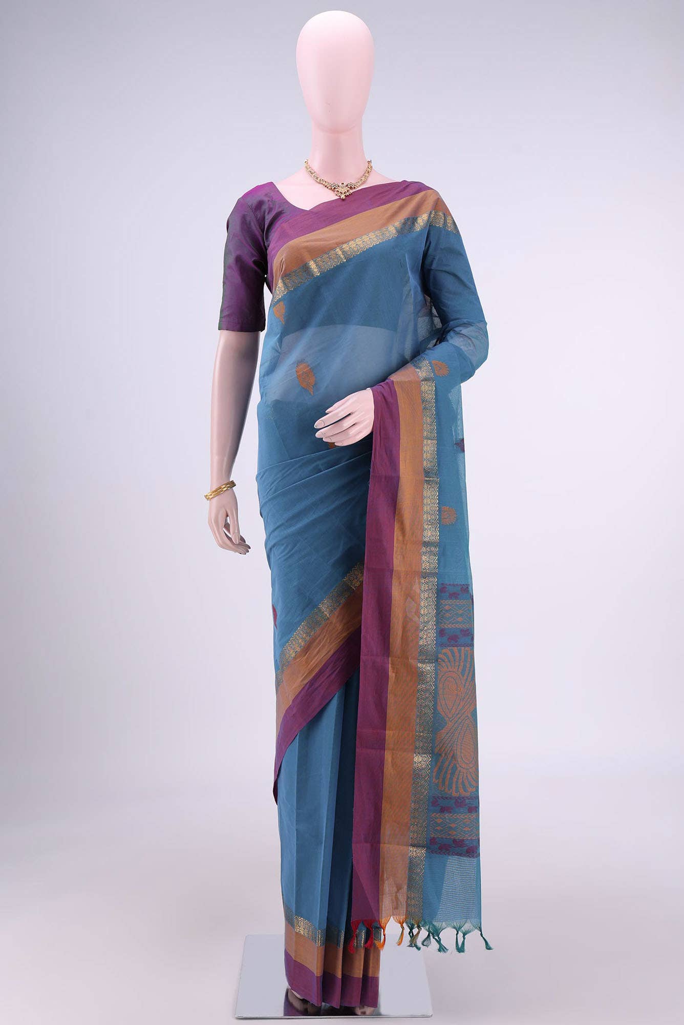 Blue Kanchi Cotton Saree