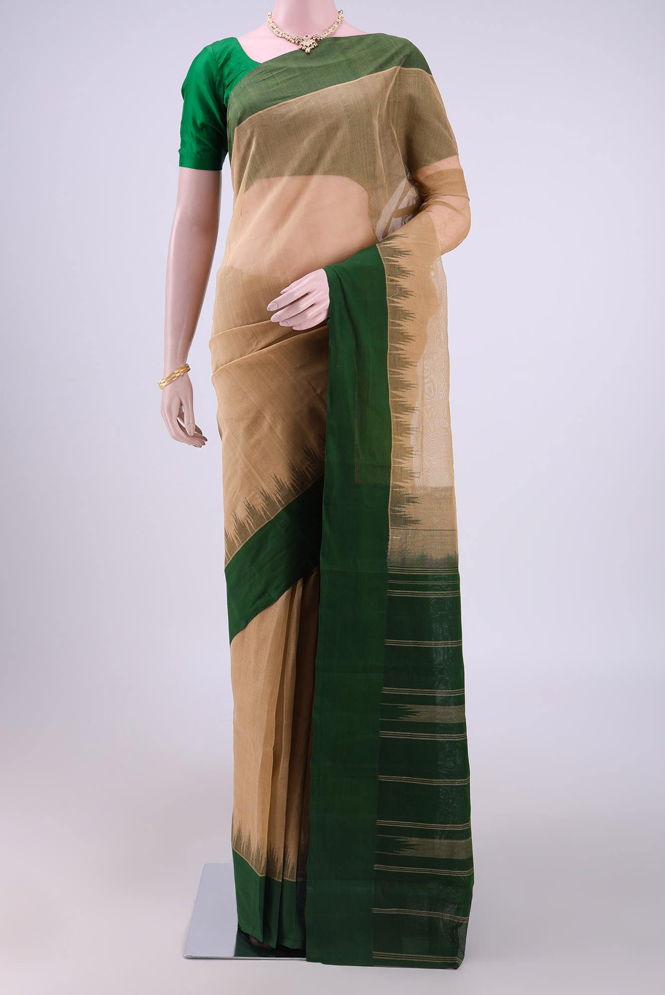 Beige Kanchipuram Saree