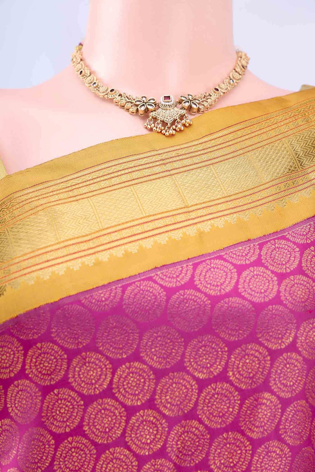 Pure Silk Pure Zari Magenta Kanchipuram Saree