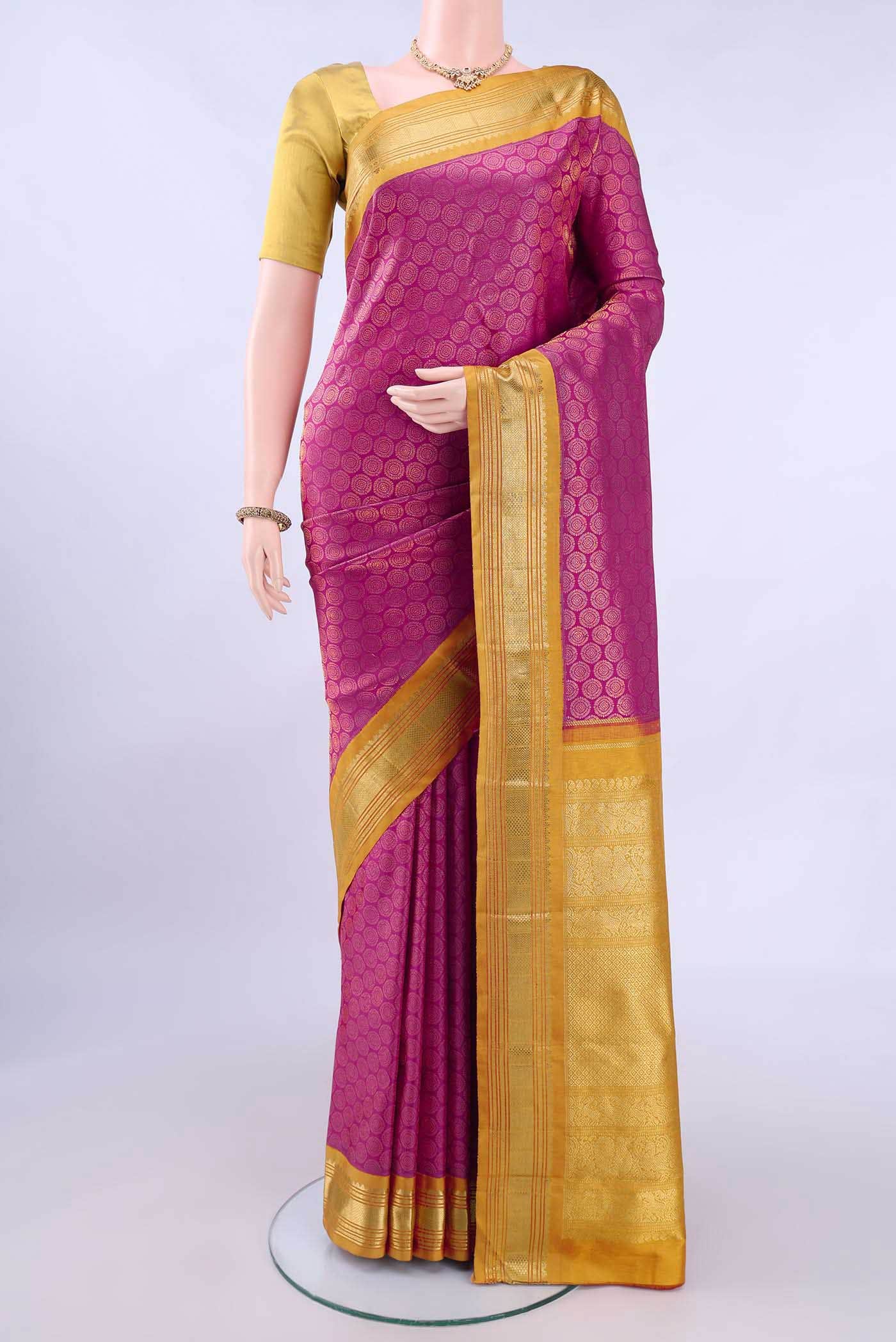 Pure Silk Pure Zari Magenta Kanchipuram Saree