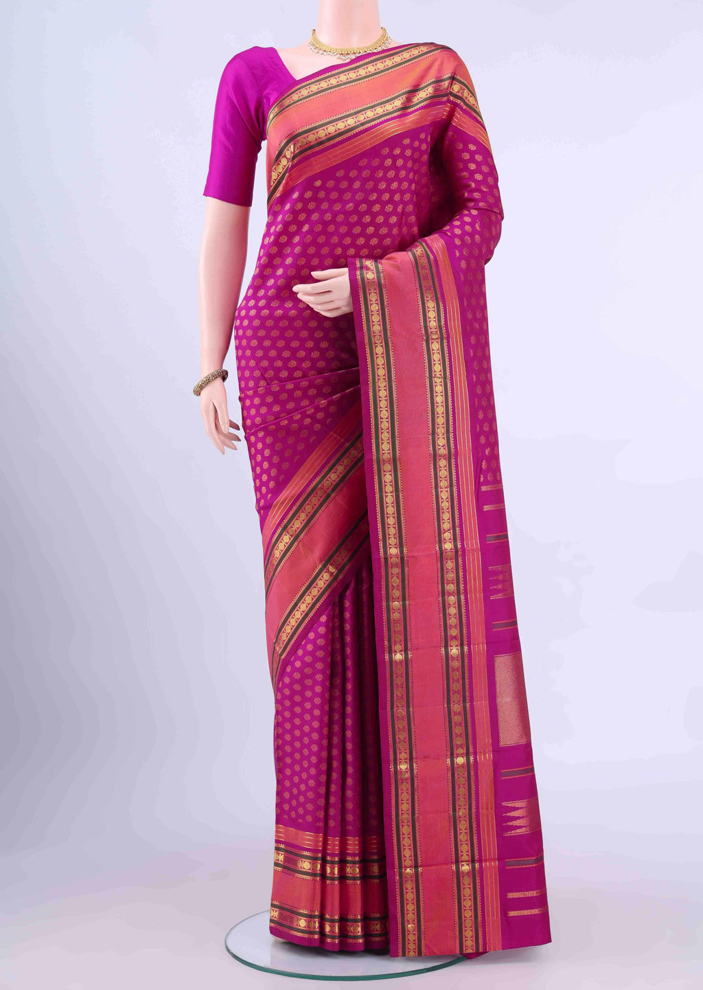 Rani Pink Dual Tone Kanchipuram Silk Saree