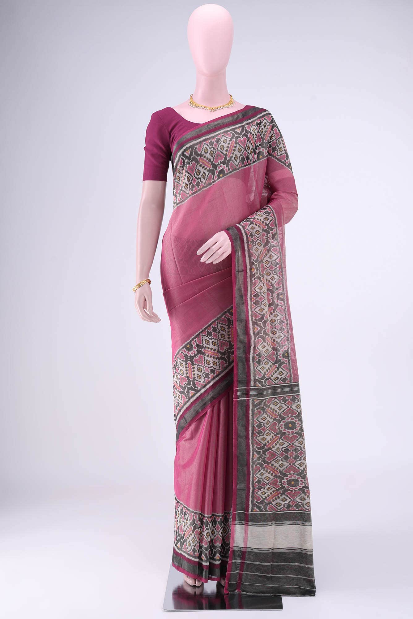 Davys Grey Rajkot Patola Silk Saree