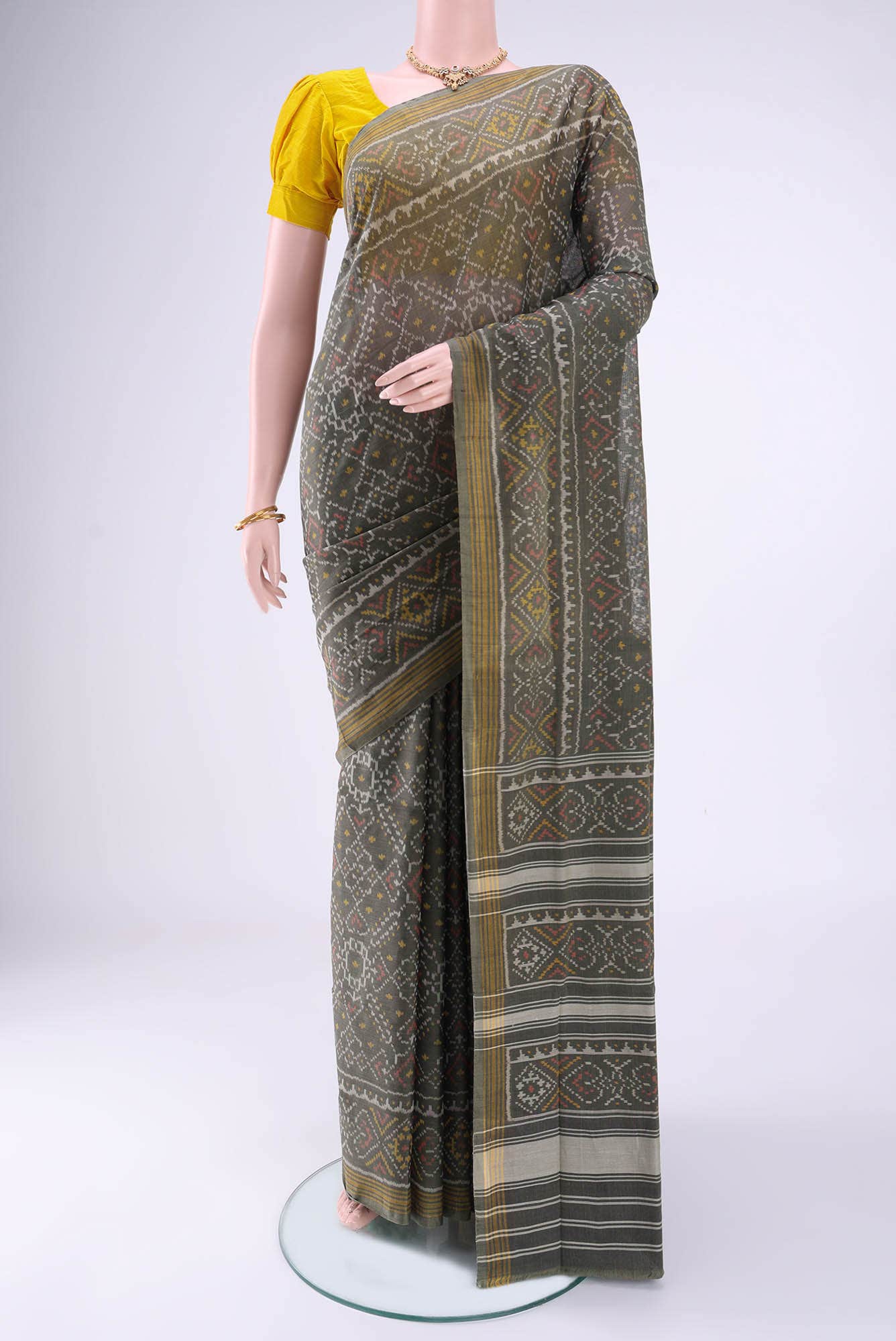 Davys Grey Rajkot Patola Silk Saree