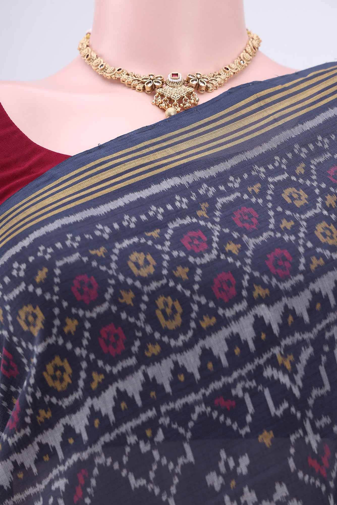Navy Blue Rajkot Patola Silk Saree