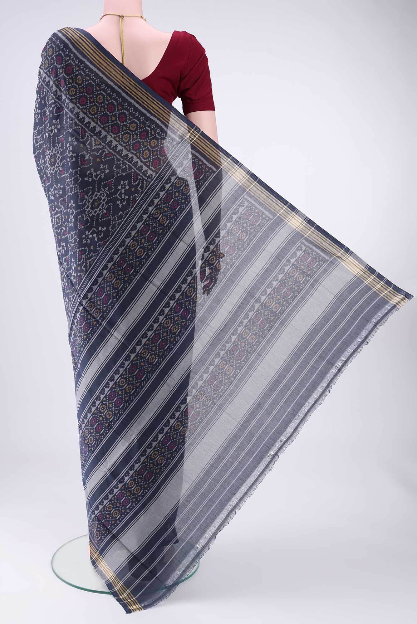 Navy Blue Rajkot Patola Silk Saree