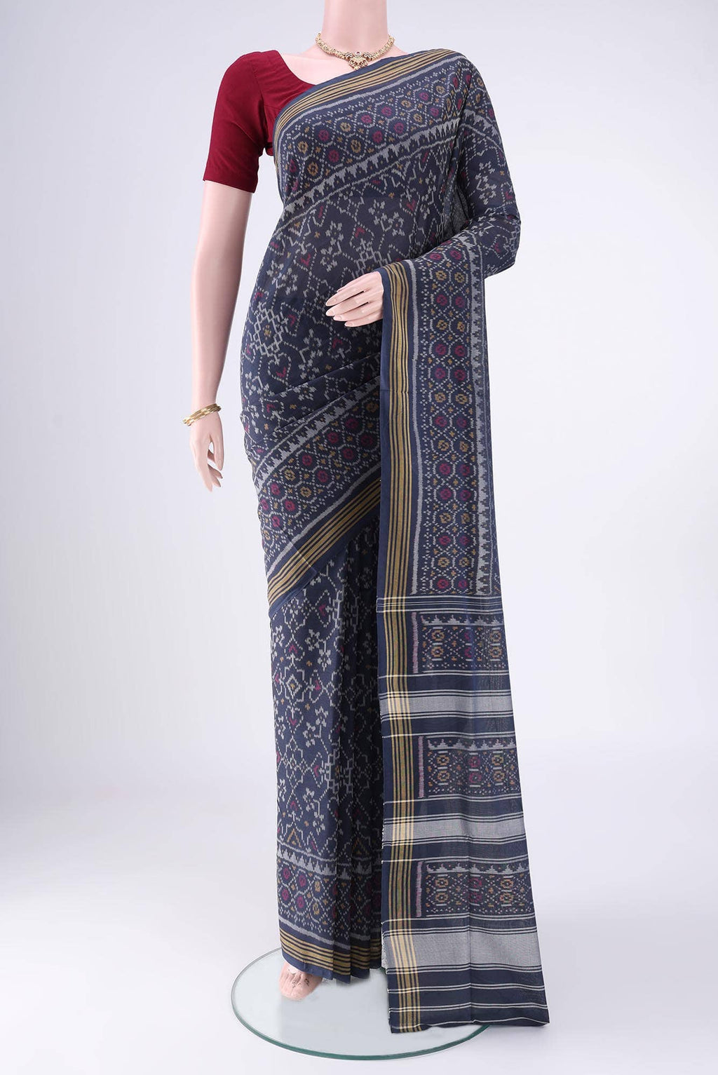 Navy Blue Rajkot Patola Silk Saree