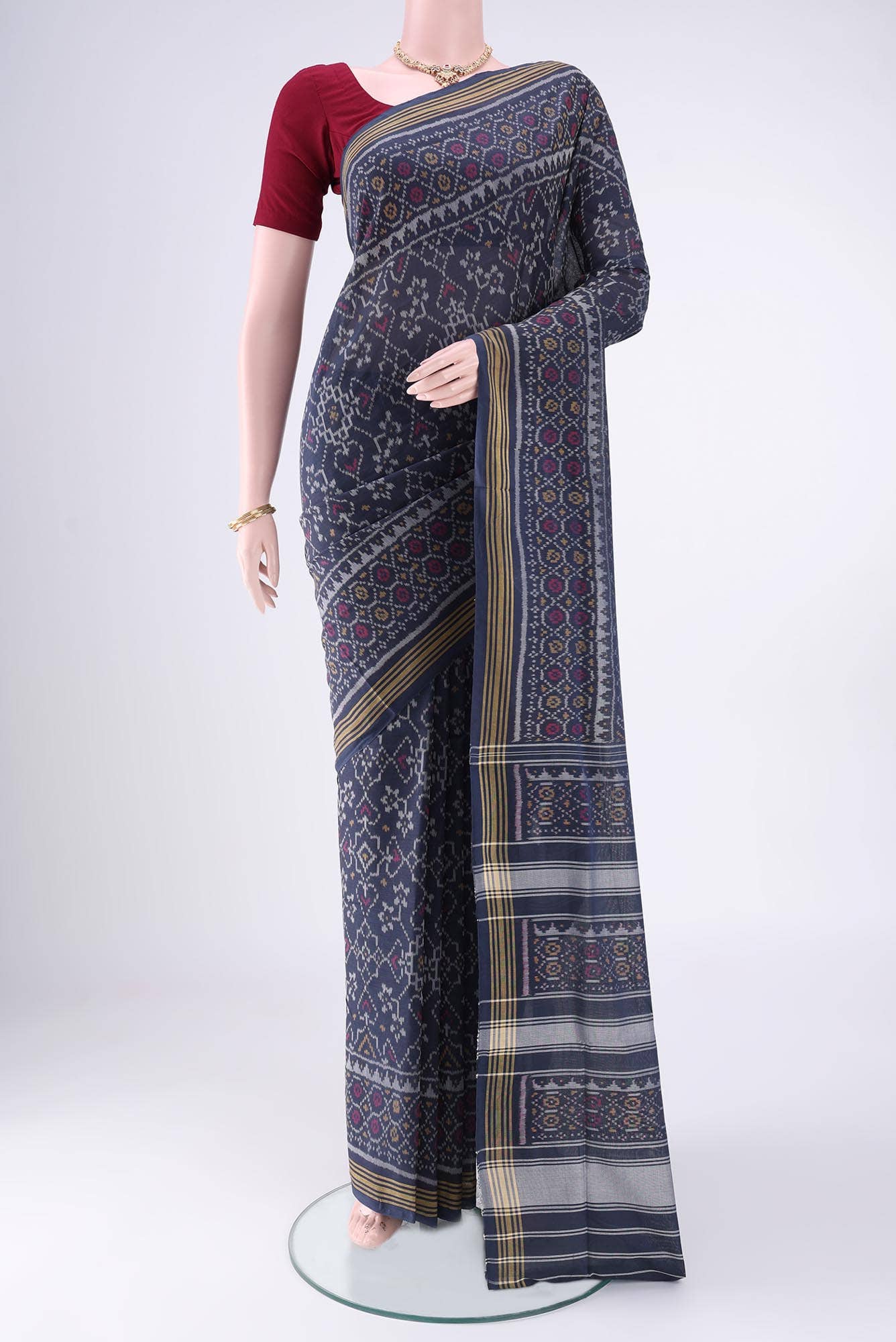 Navy Blue Rajkot Patola Silk Saree