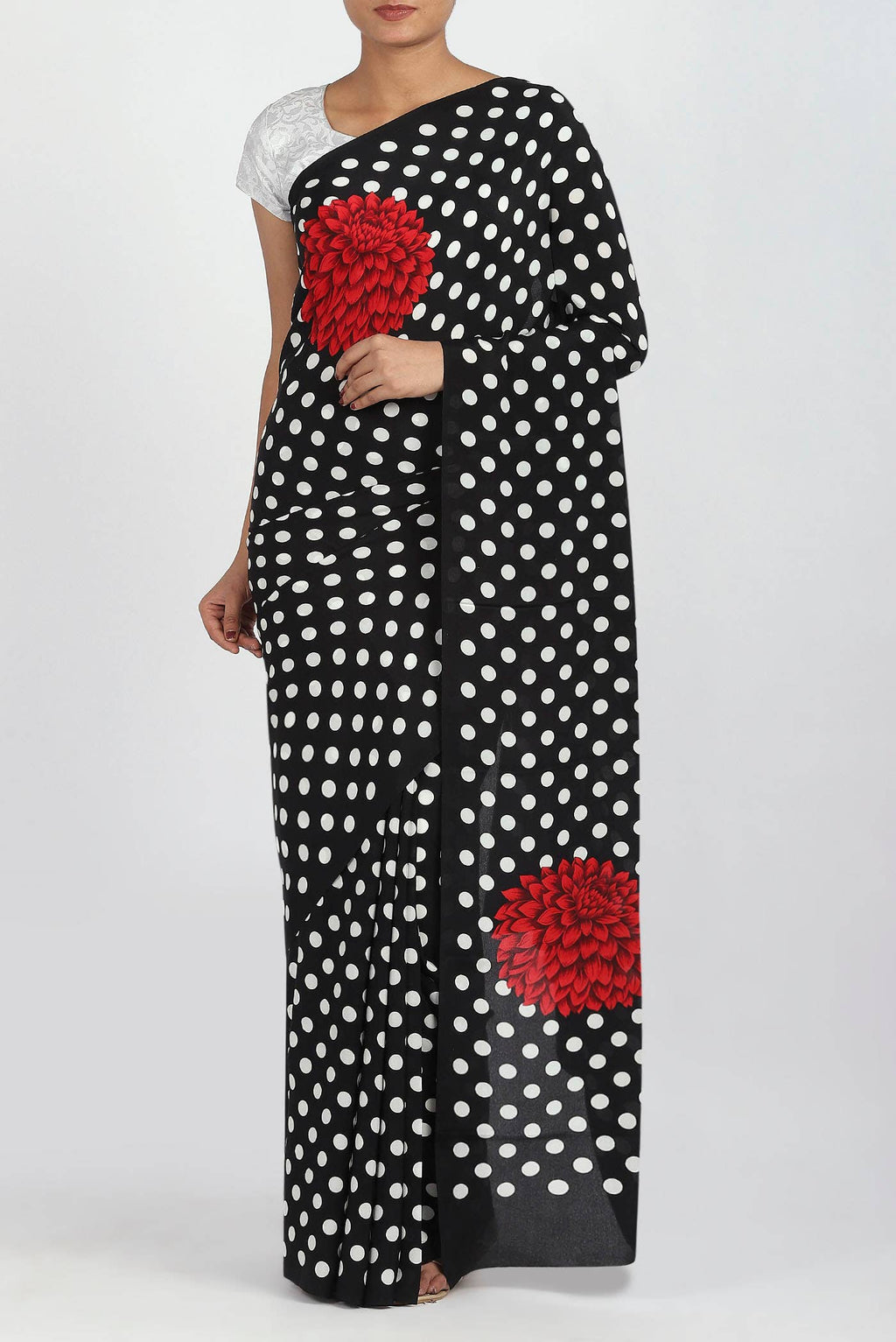 Black Crepe Saree