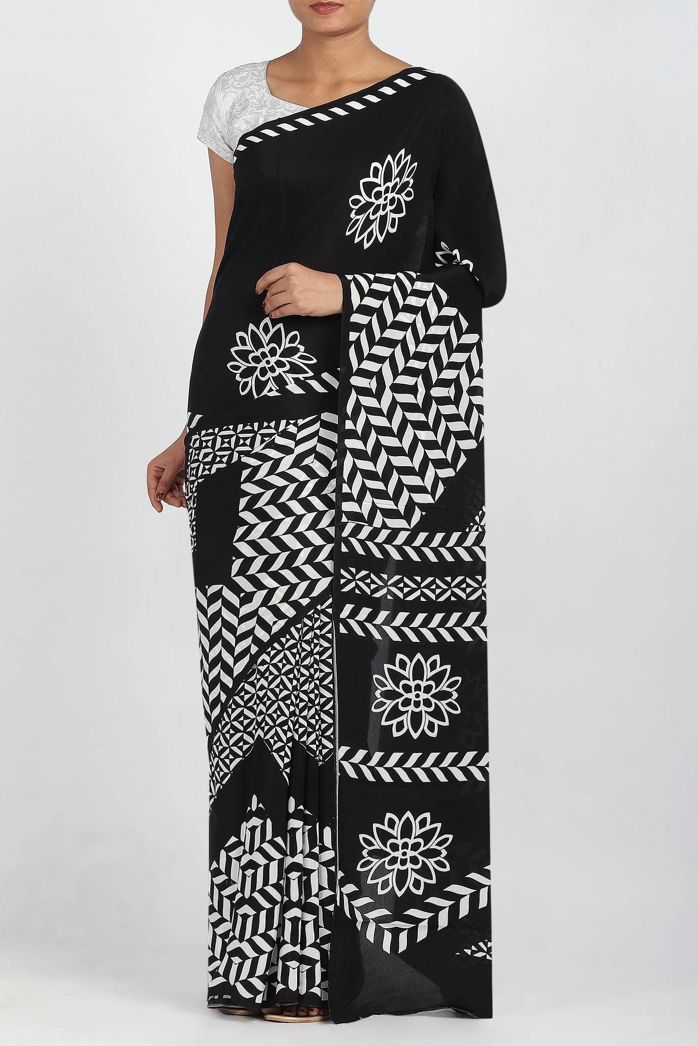 Black Crepe Saree