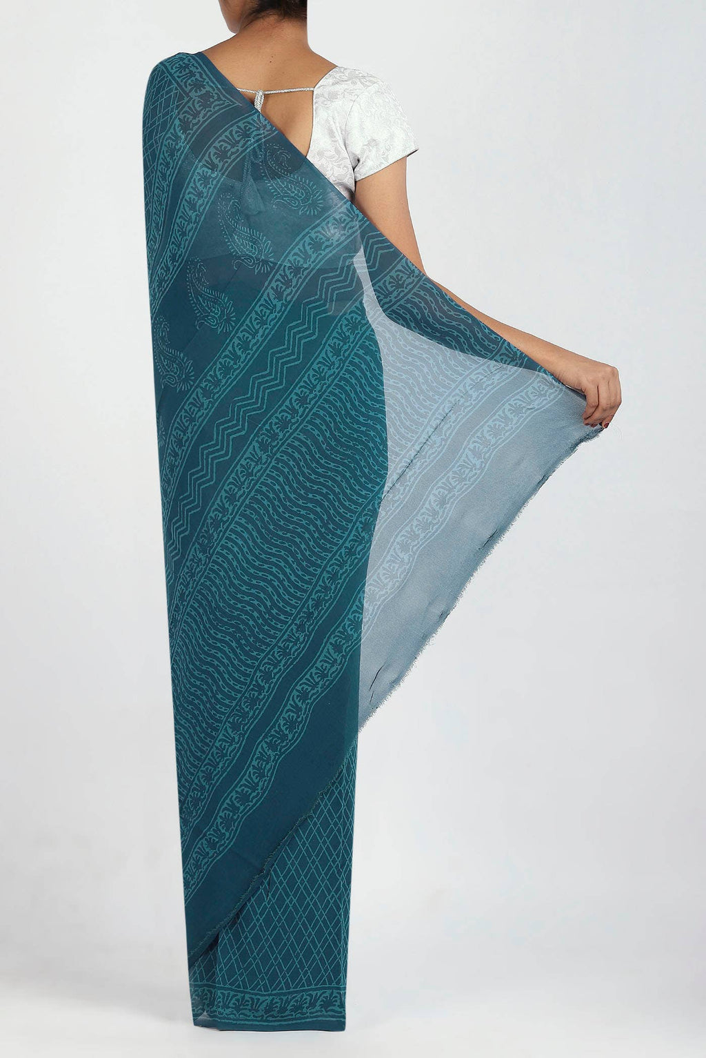 Blue Crepe Saree