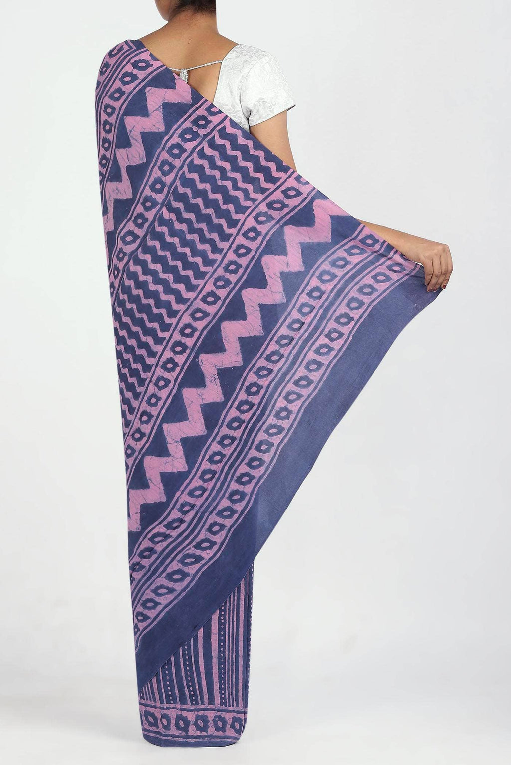 Blue Crepe Saree