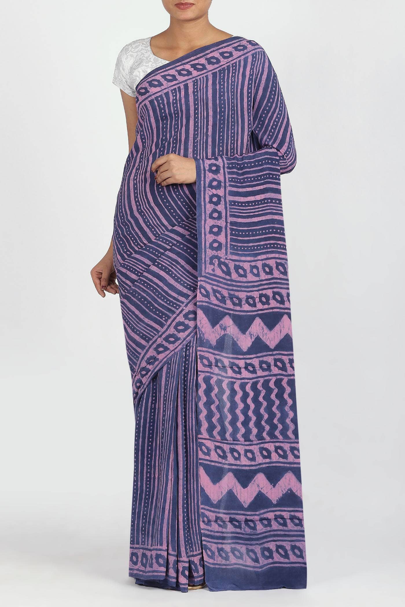 Blue Crepe Saree