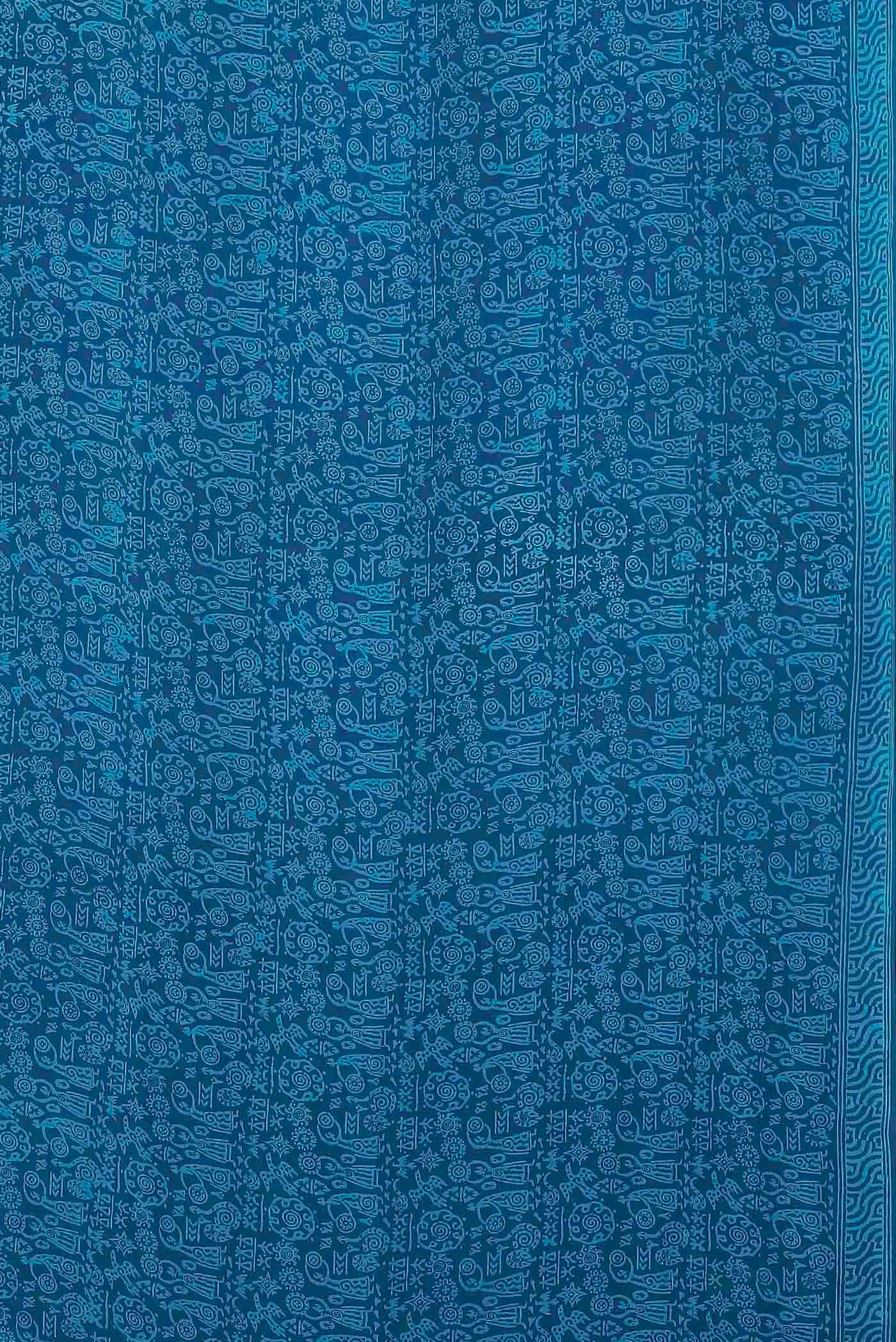 Blue Crepe Saree