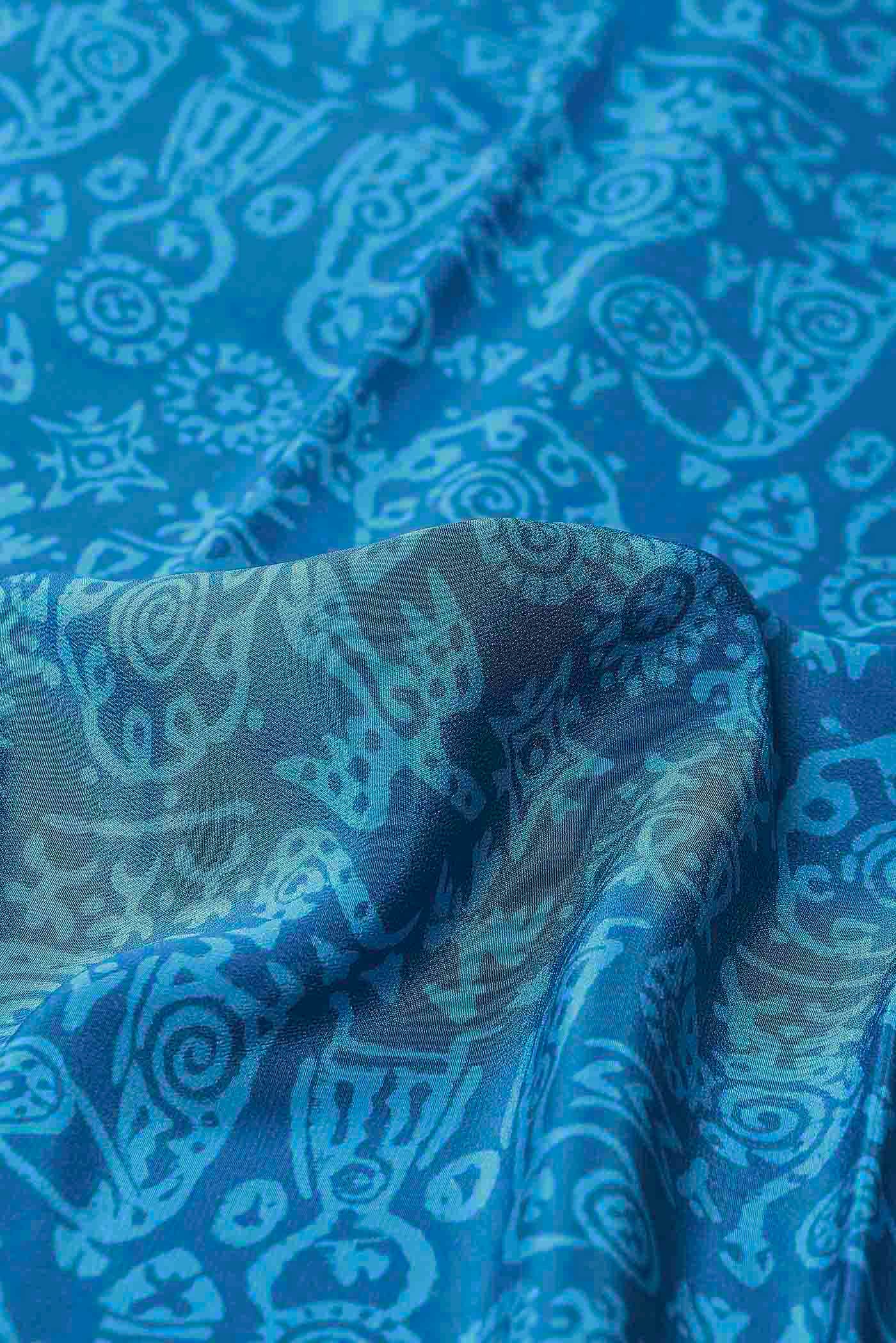 Blue Crepe Saree