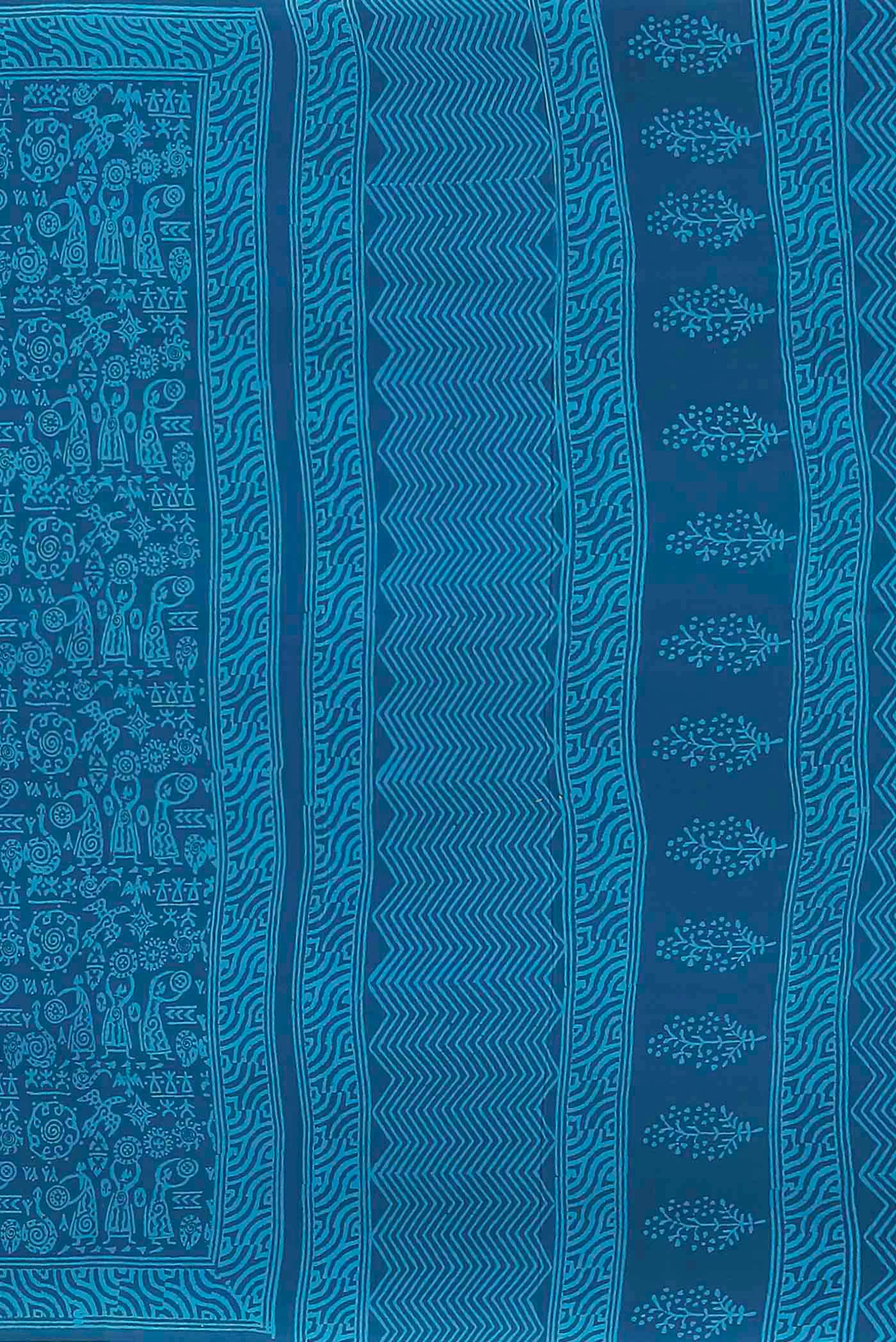 Blue Crepe Saree