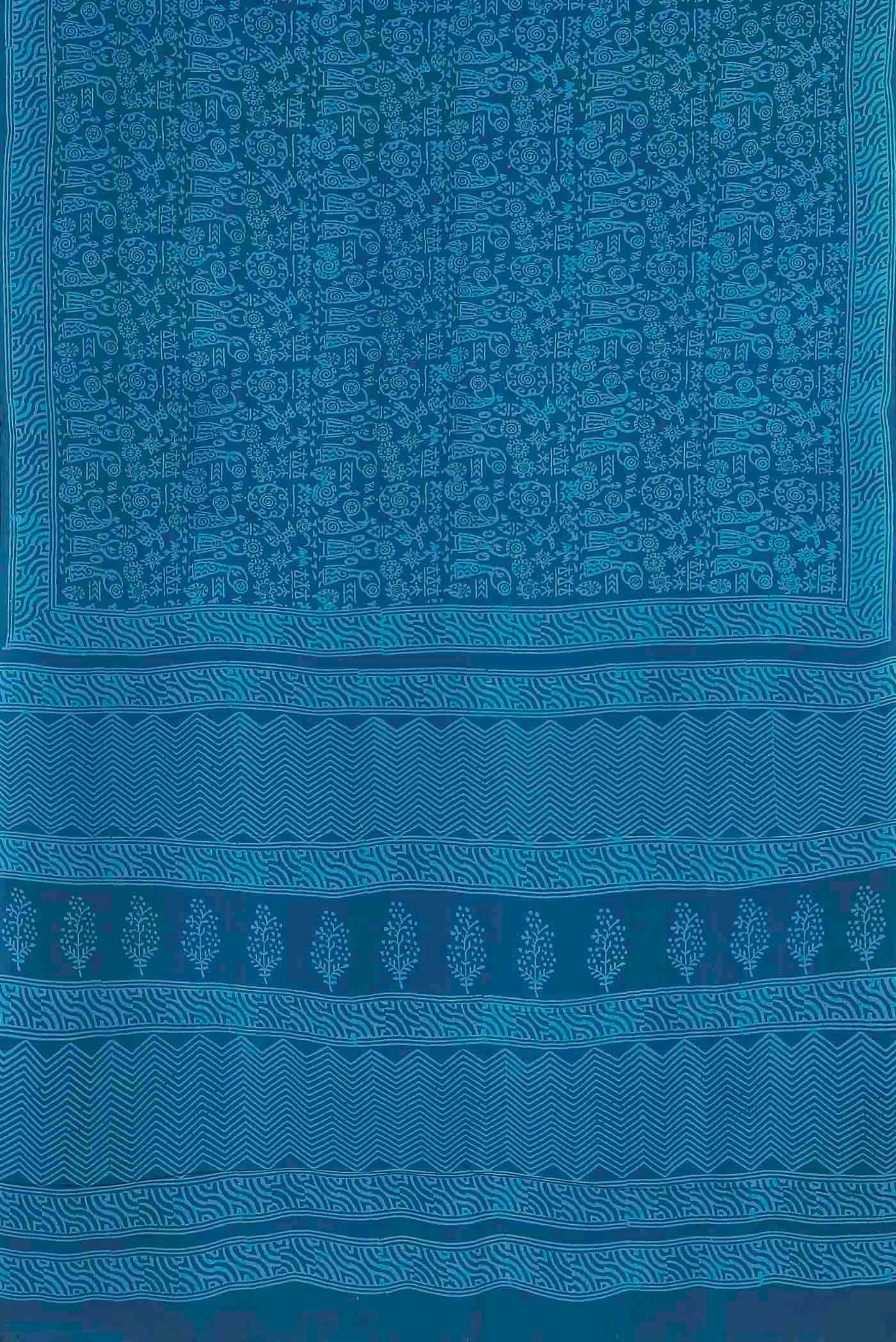 Blue Crepe Saree