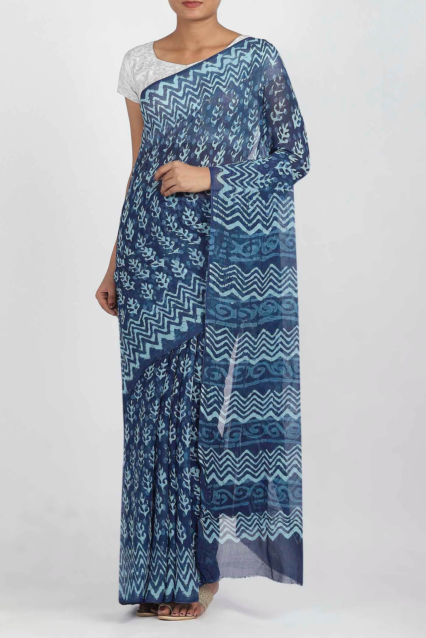 Blue Chiffon Saree