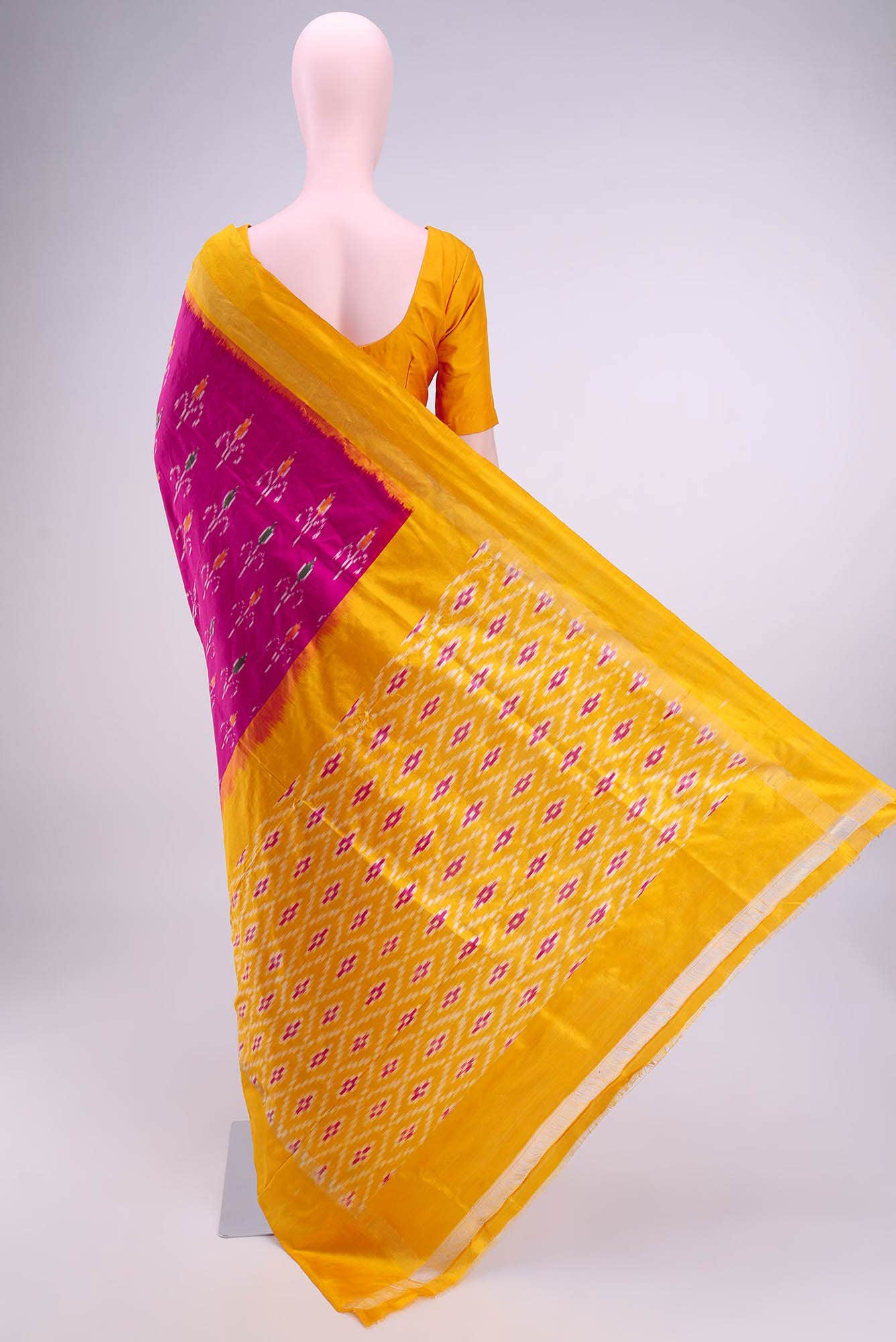 Dark Pink Pochampally Silk Saree