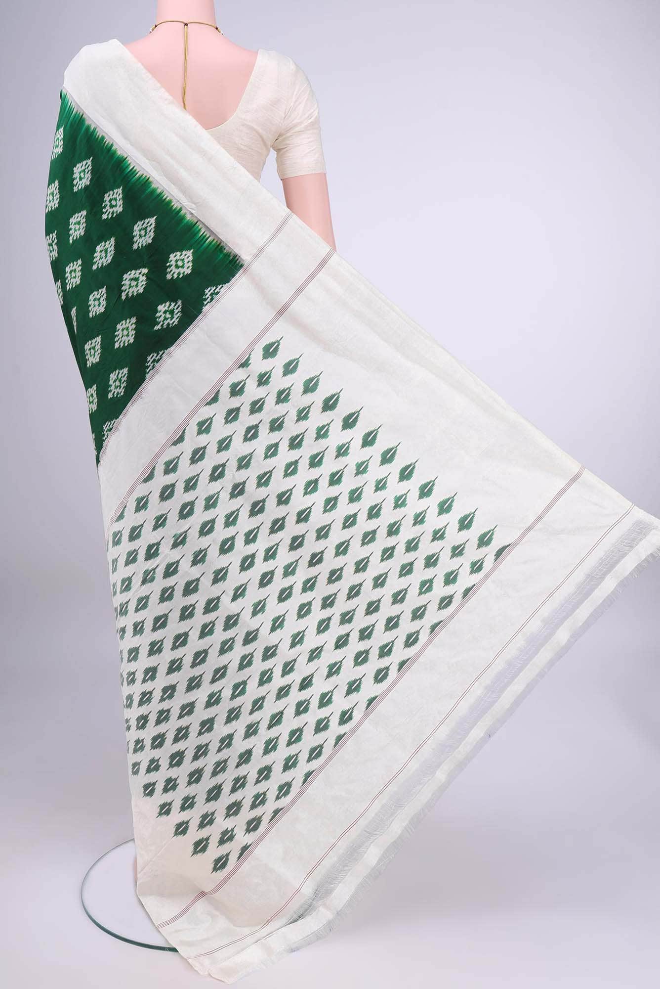 Bottle Green Pochampally Silk Saree