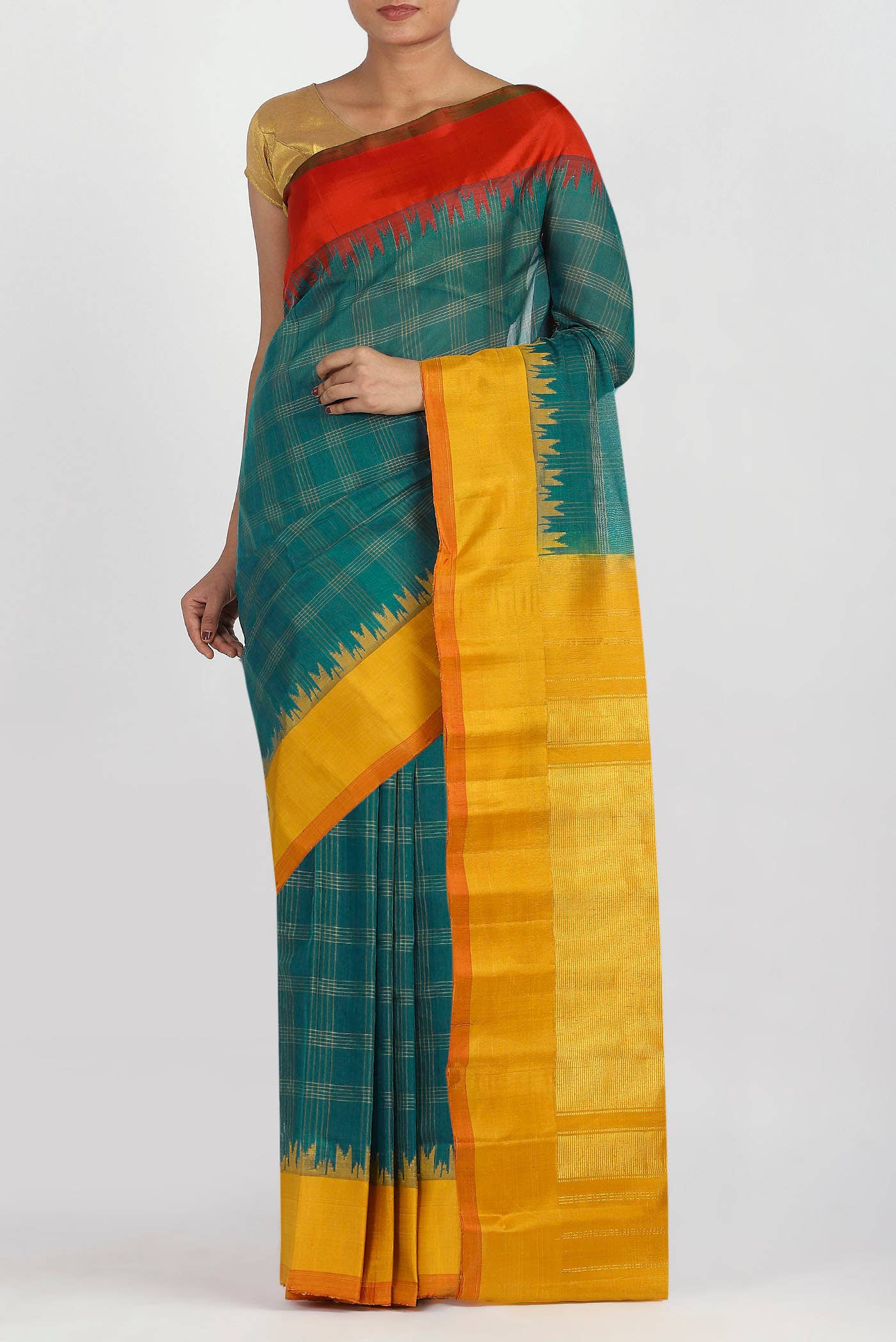 Blue Gadwal Silk Cotton Saree