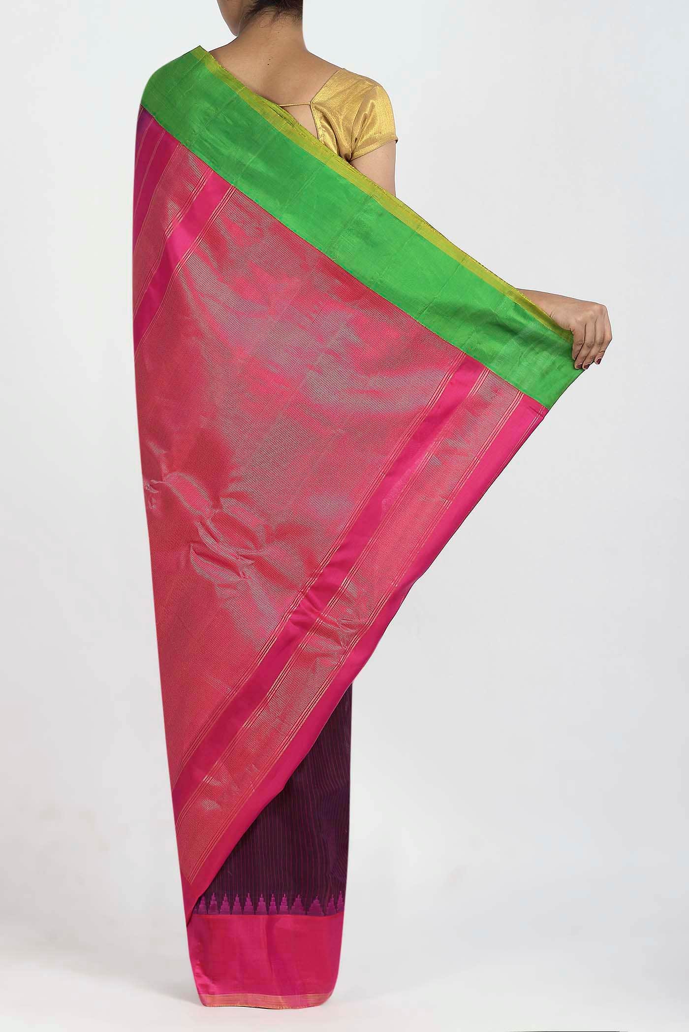 Purple Gadwal Silk Cotton Saree