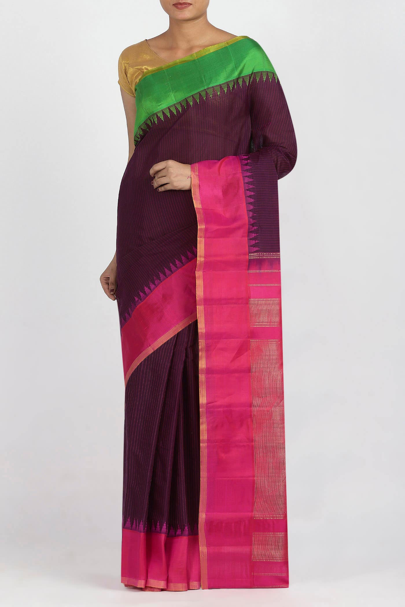 Purple Gadwal Silk Cotton Saree