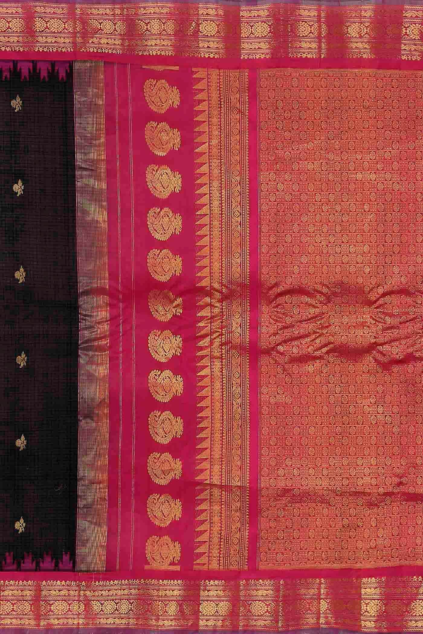 Black Gadwal Silk Cotton Saree