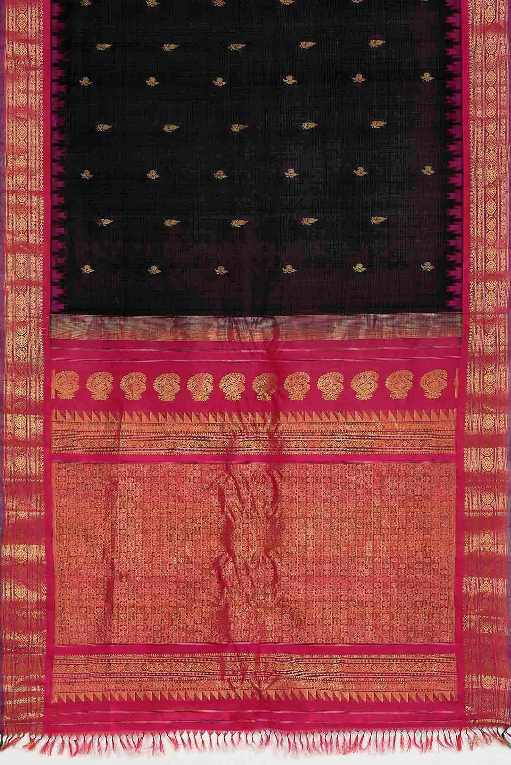 Black Gadwal Silk Cotton Saree