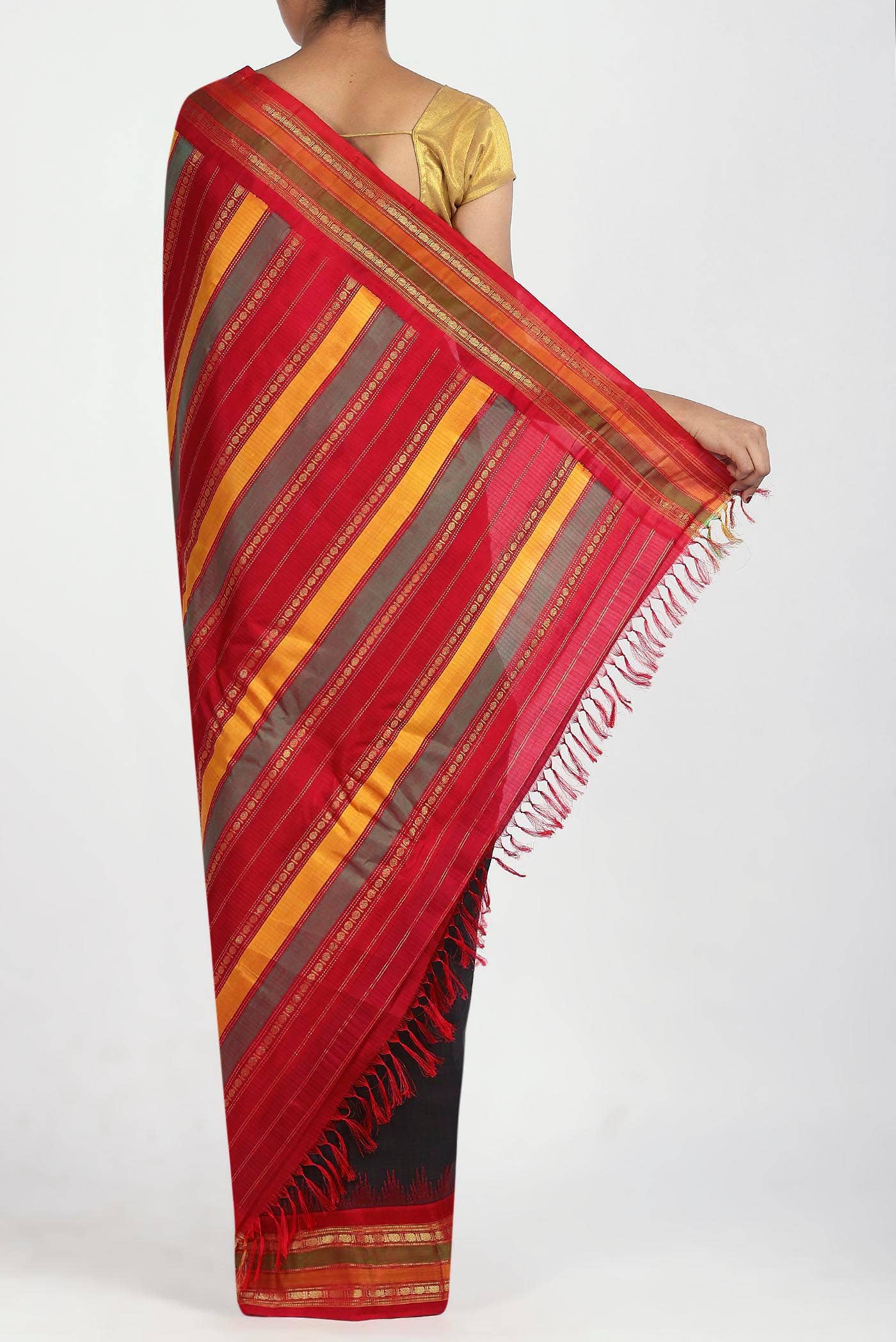 Black Gadwal Silk Cotton Saree