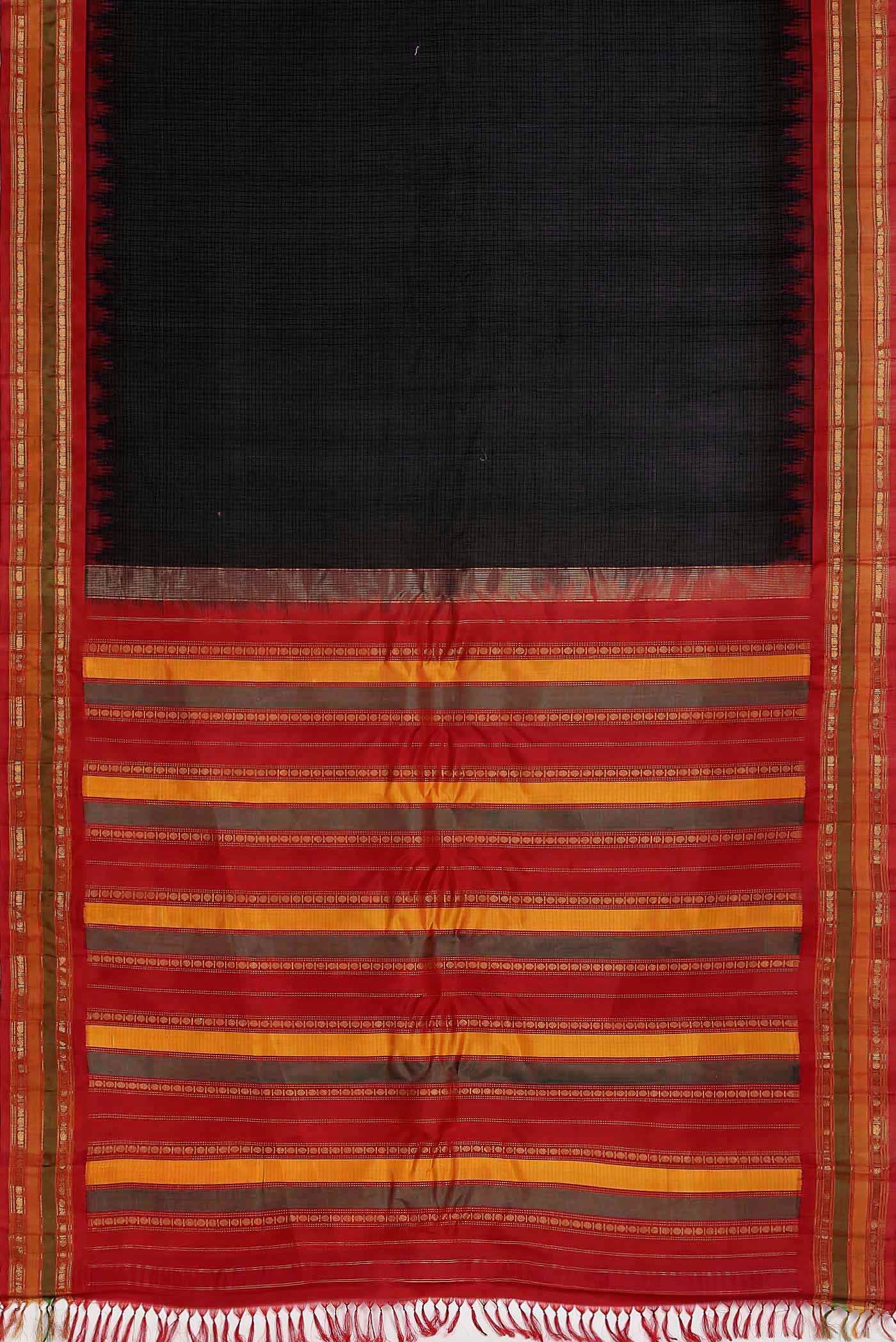 Black Gadwal Silk Cotton Saree