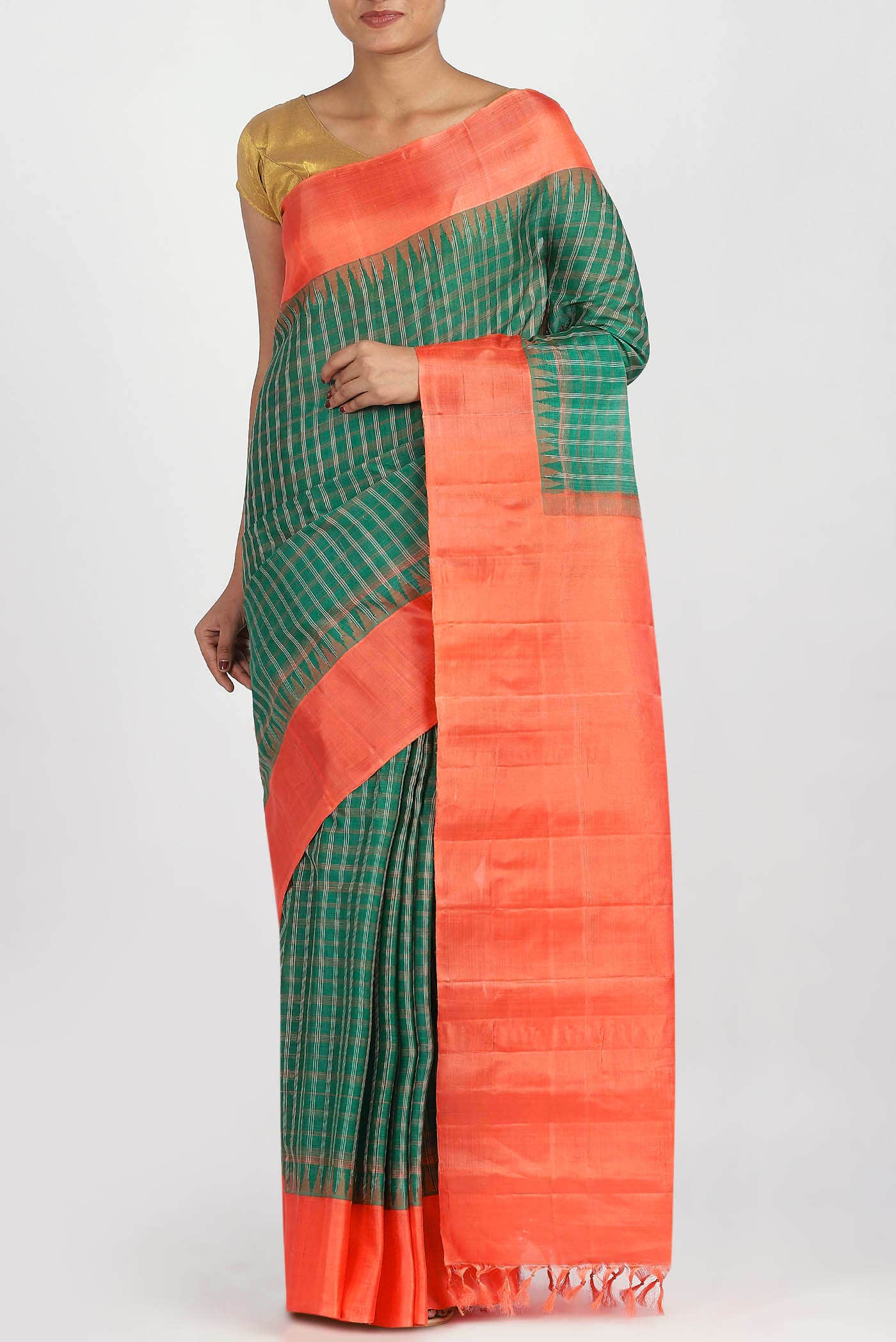 Green Gadwal Silk Cotton Saree