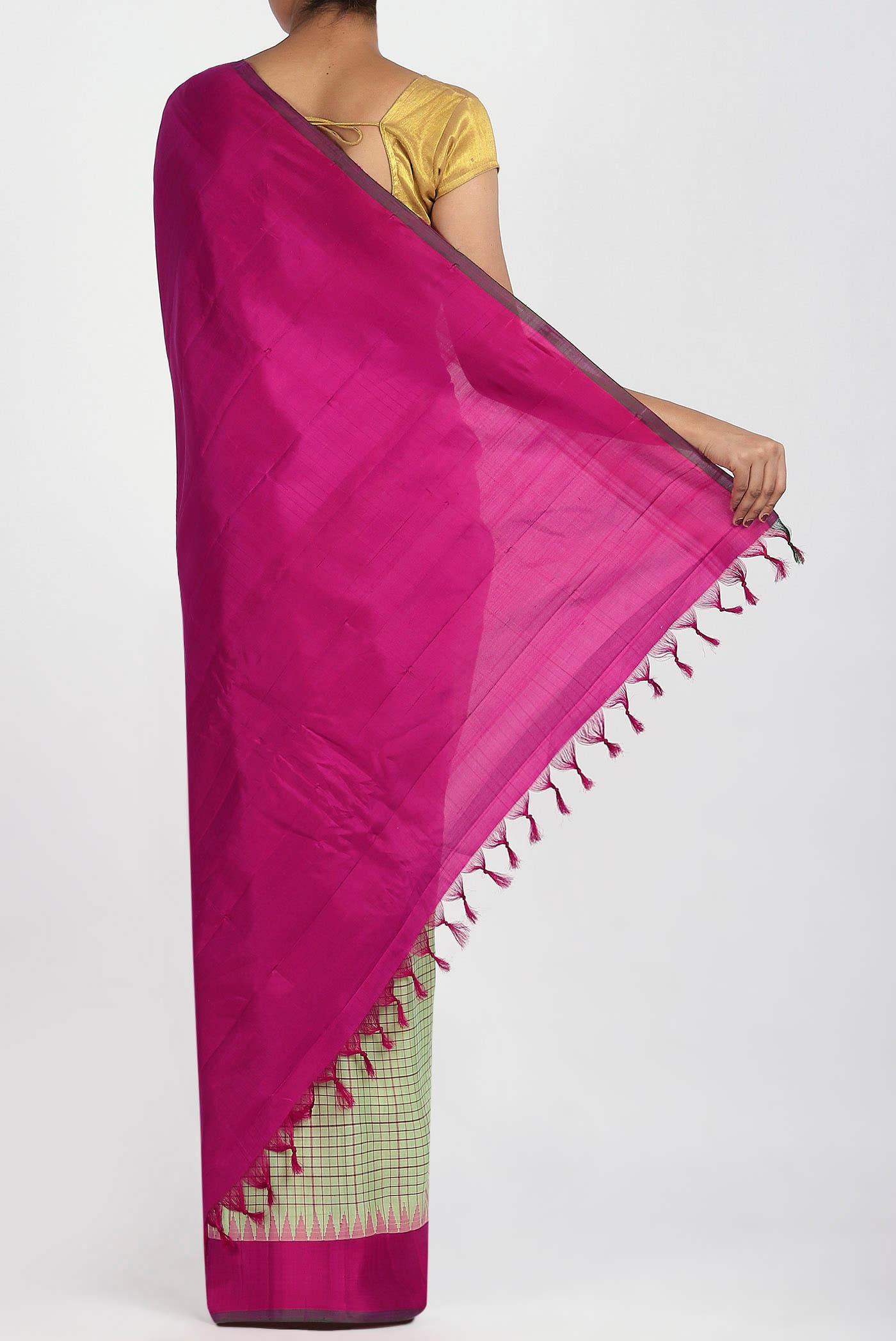 Light Green Gadwal Silk Cotton Saree