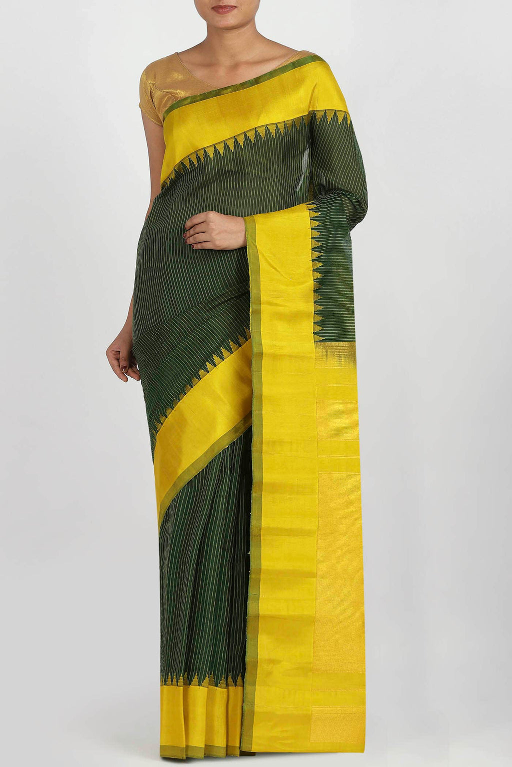 Green Gadwal Silk Cotton Saree