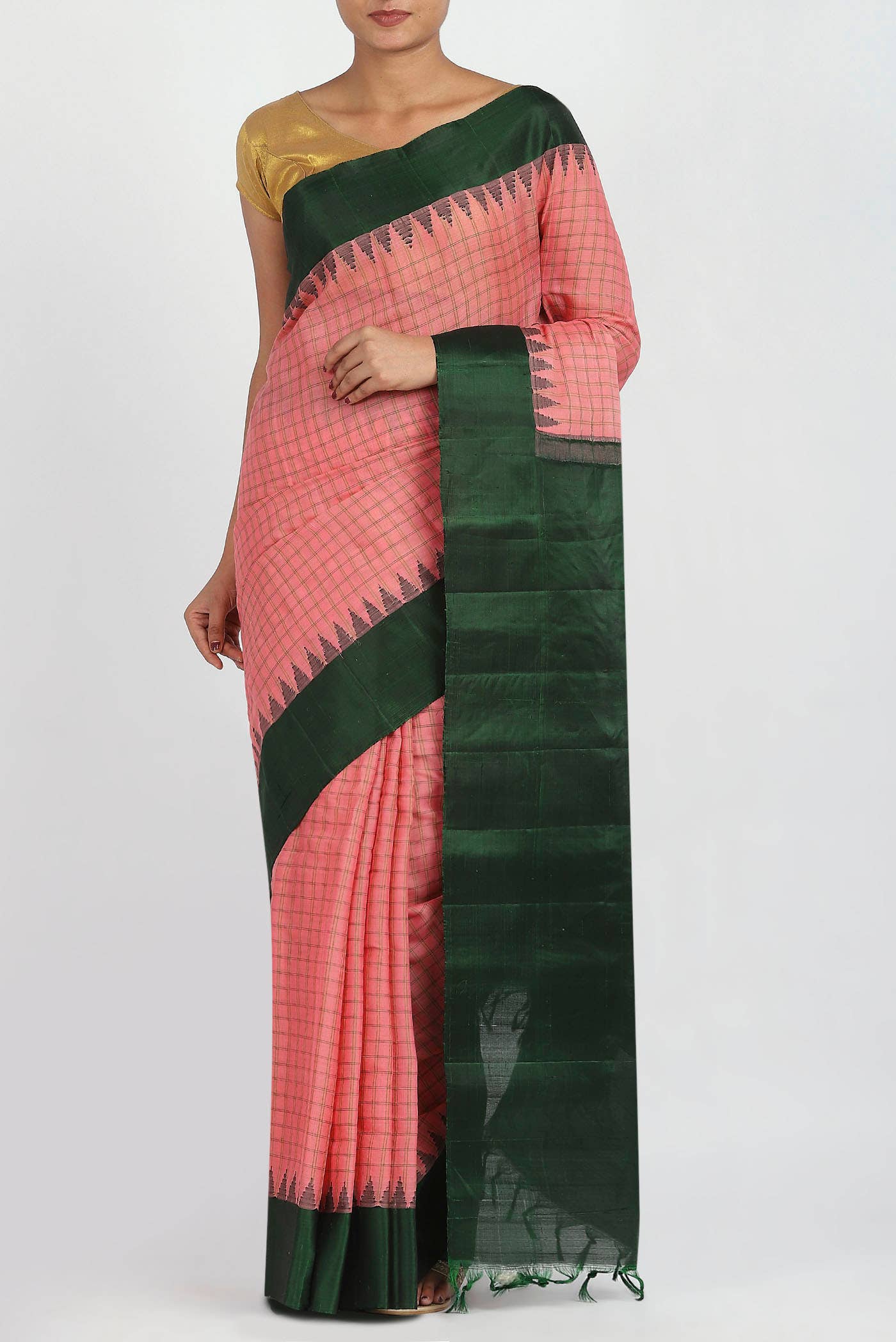 Coral Gadwal Silk Cotton Saree