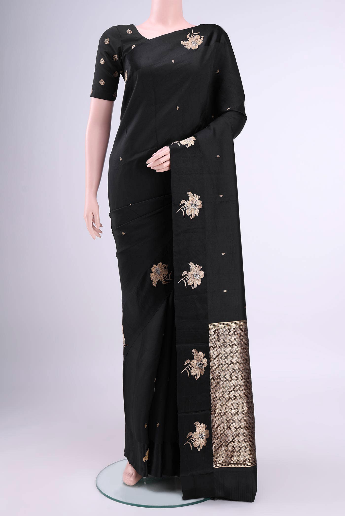 Black Banarasi Katan Silk Saree