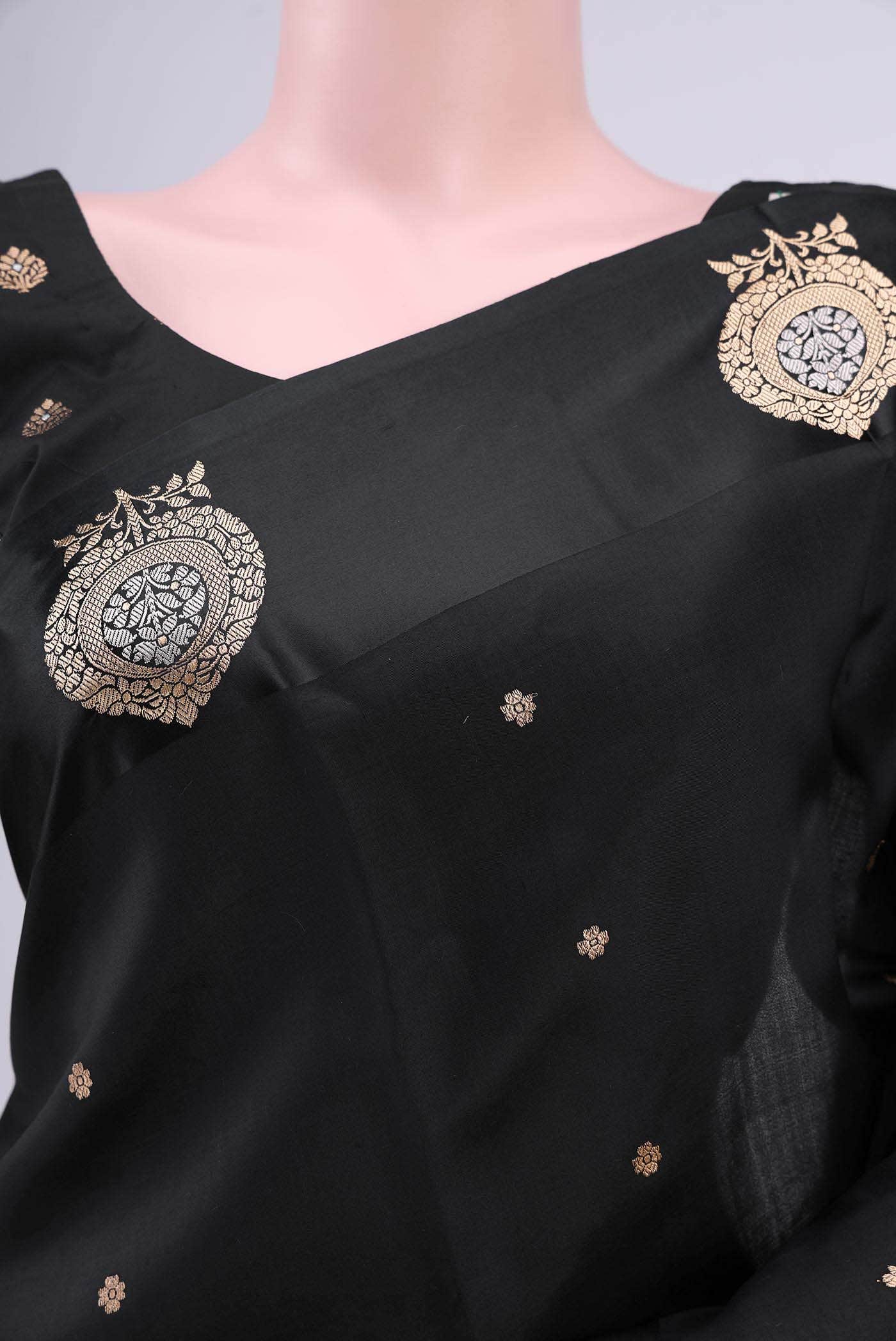 Black Banarasi Katan Silk Saree
