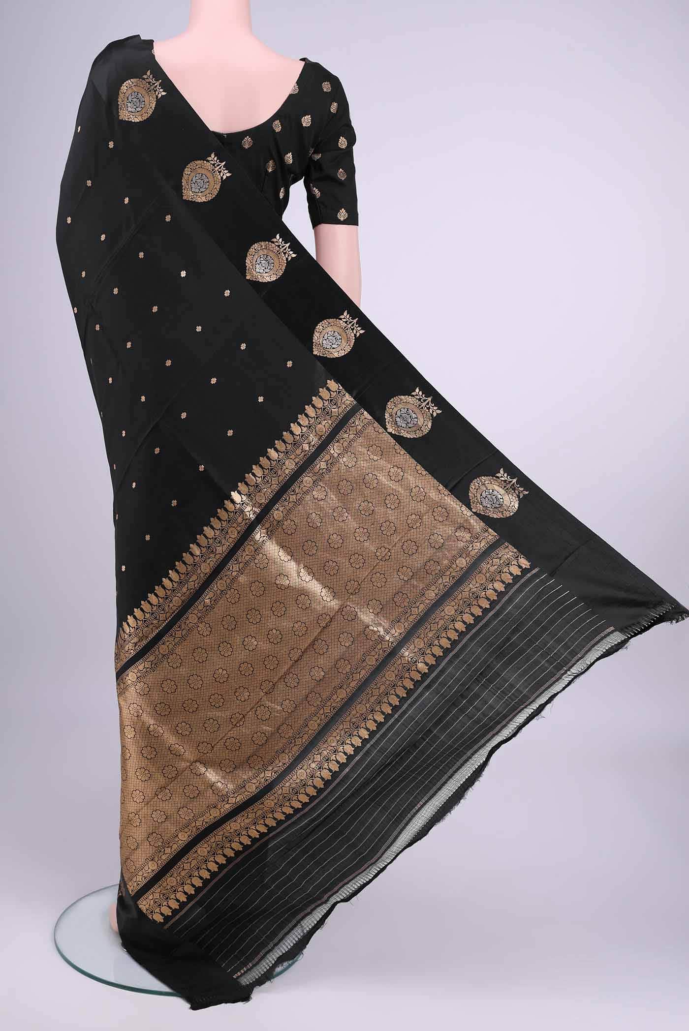 Black Banarasi Katan Silk Saree