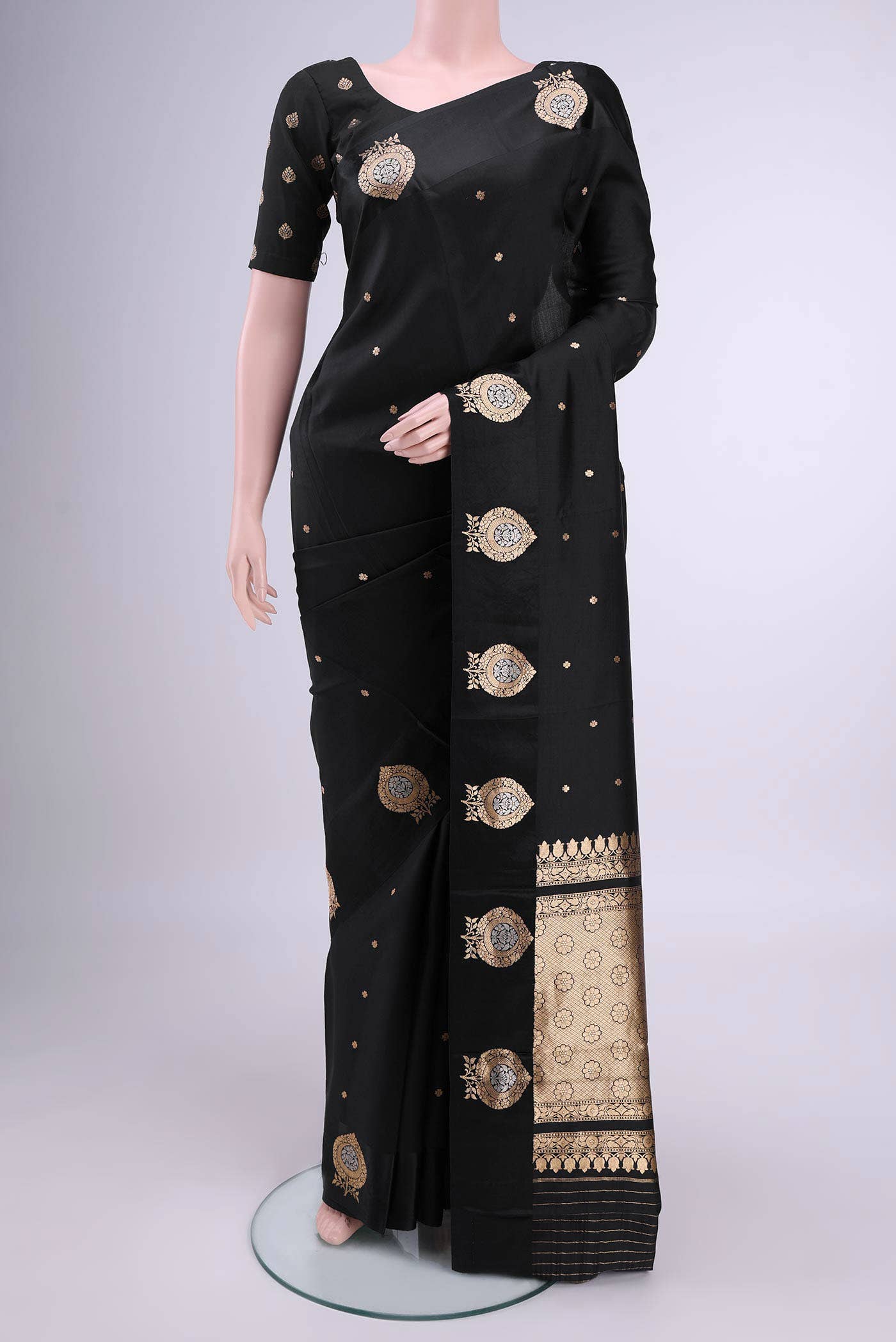 Black Banarasi Katan Silk Saree