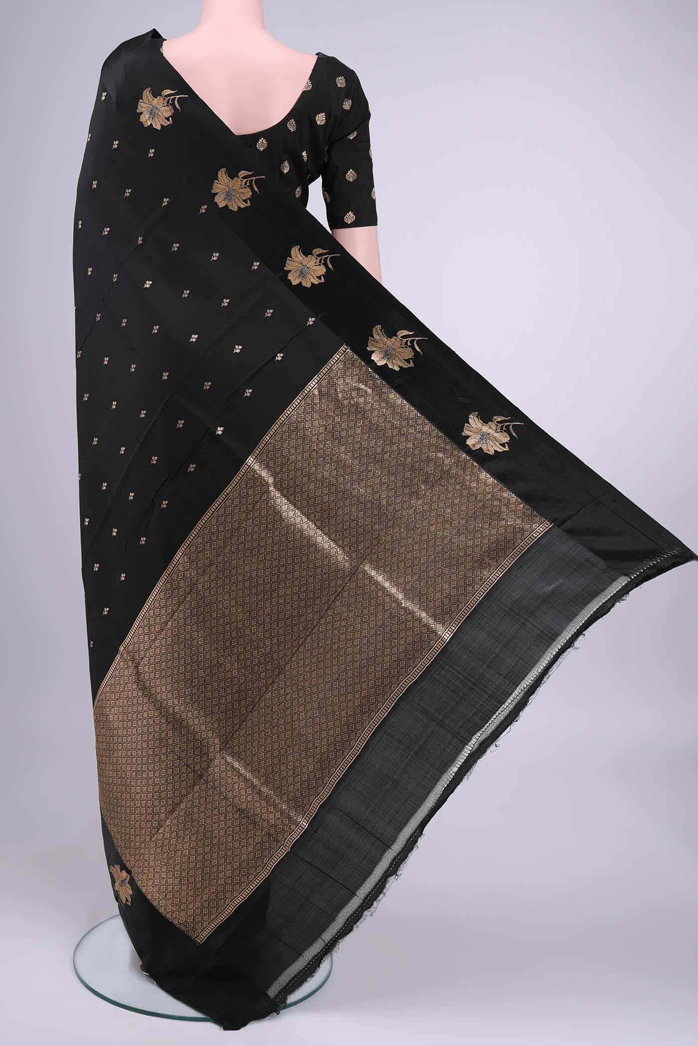 Black Banarasi Katan Silk Saree