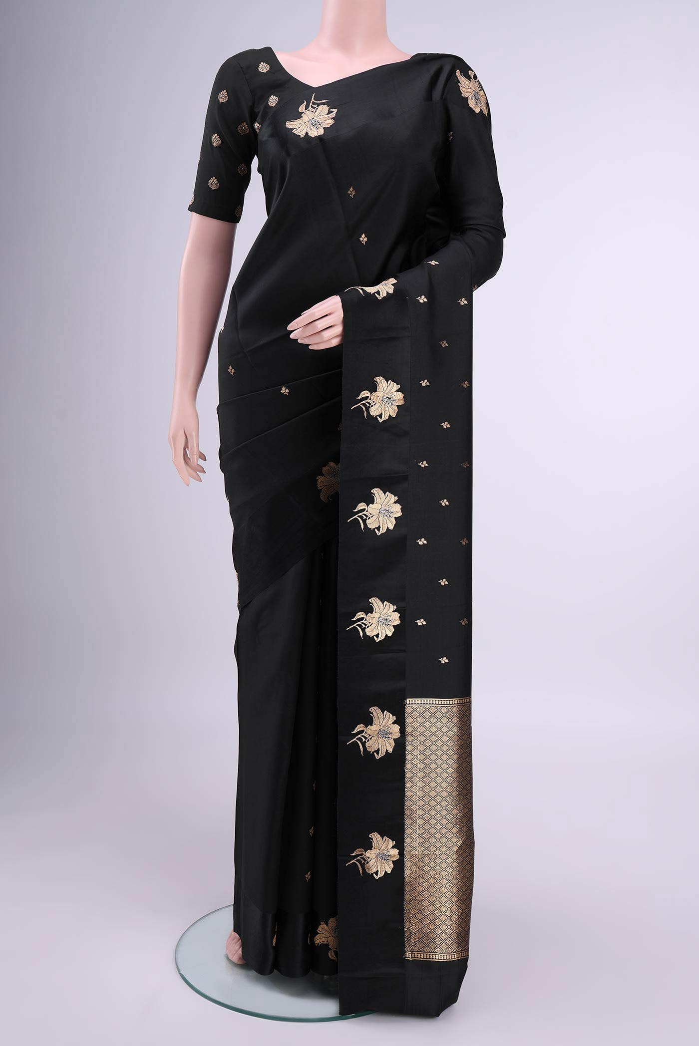 Black Banarasi Katan Silk Saree