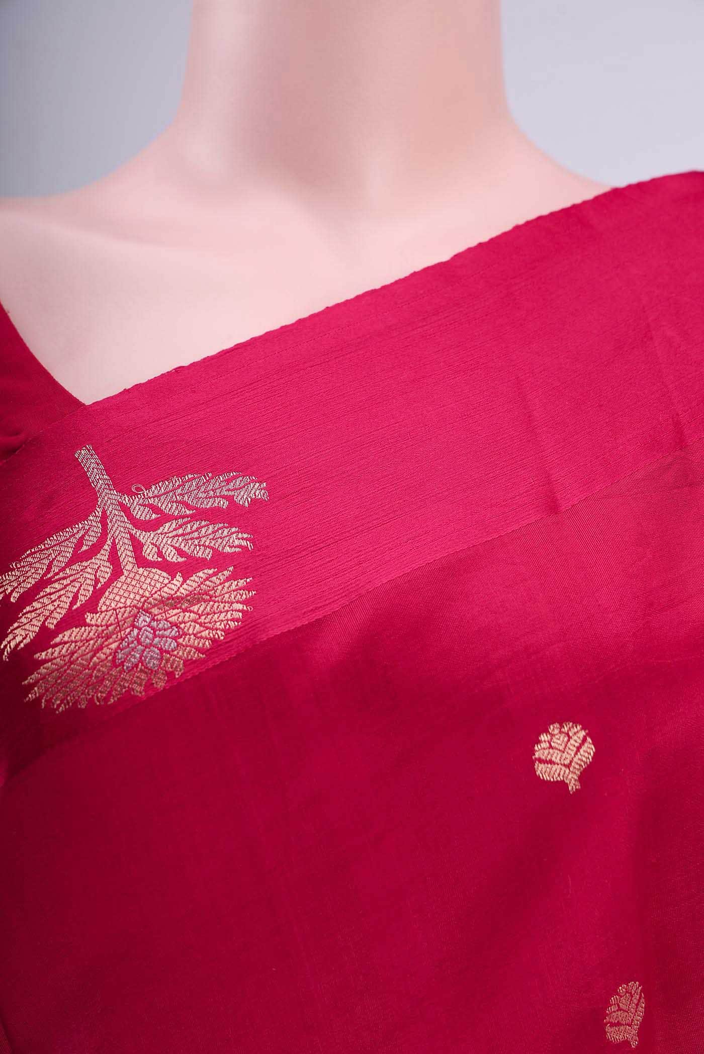 Deep Red Banarasi Katan Silk Saree