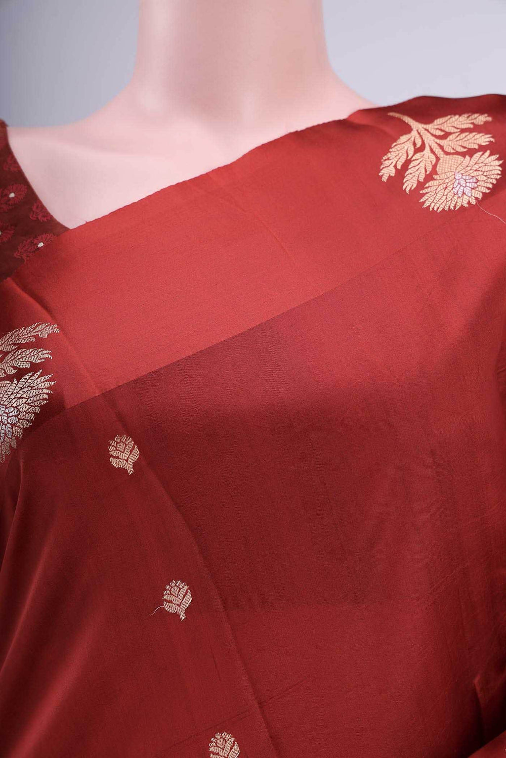 Deep Red Banarasi Katan Silk Saree
