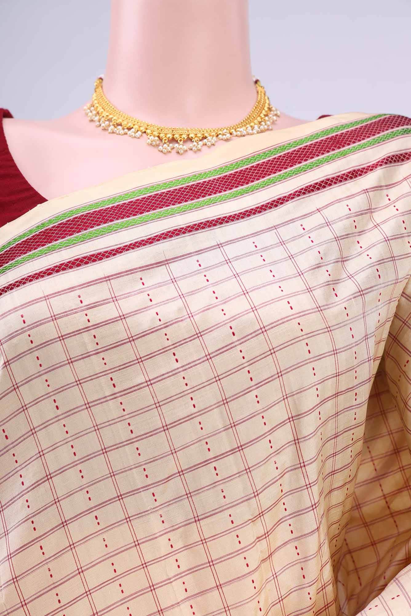 Cream Kanchipuram Silk Saree
