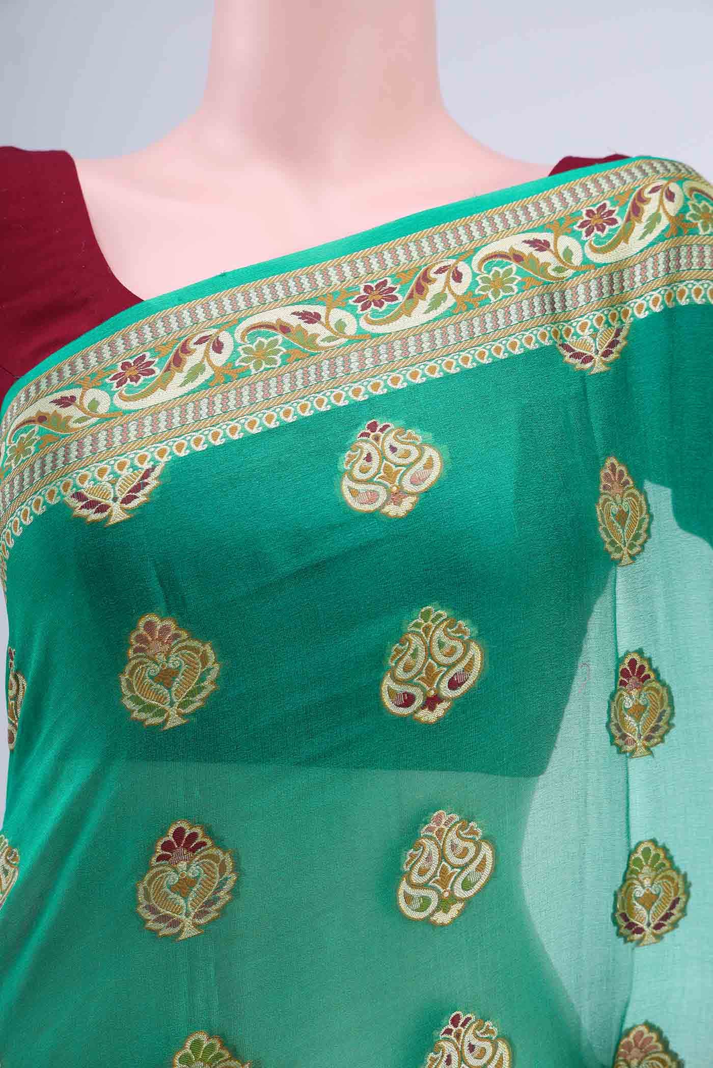 Green Blended Georgette Saree