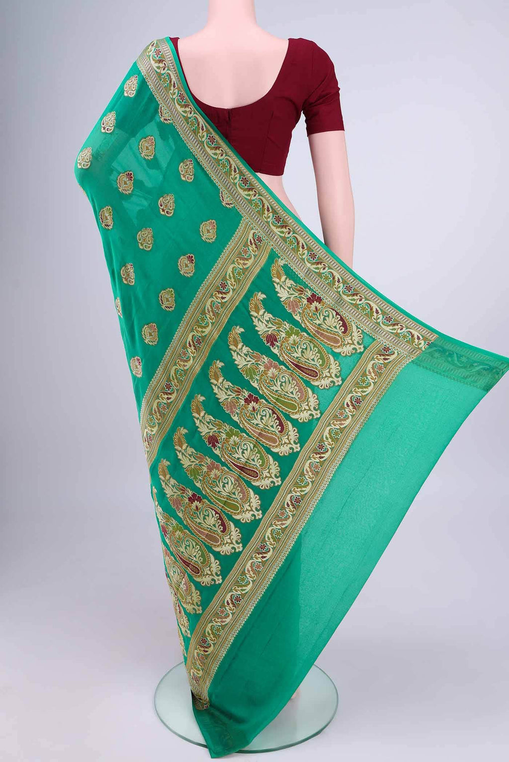 Green Blended Georgette Saree