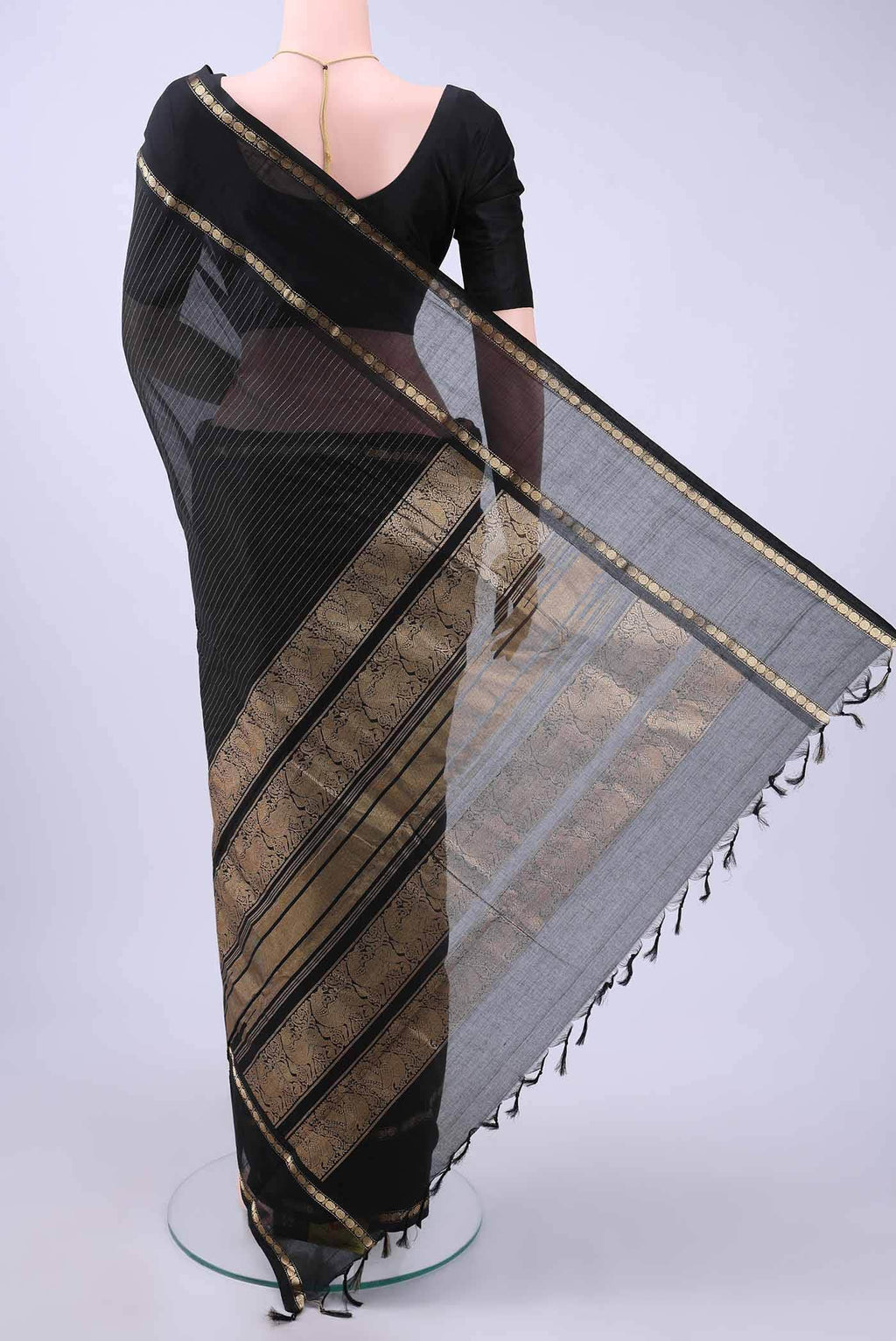 Black Kanchi Cotton Saree