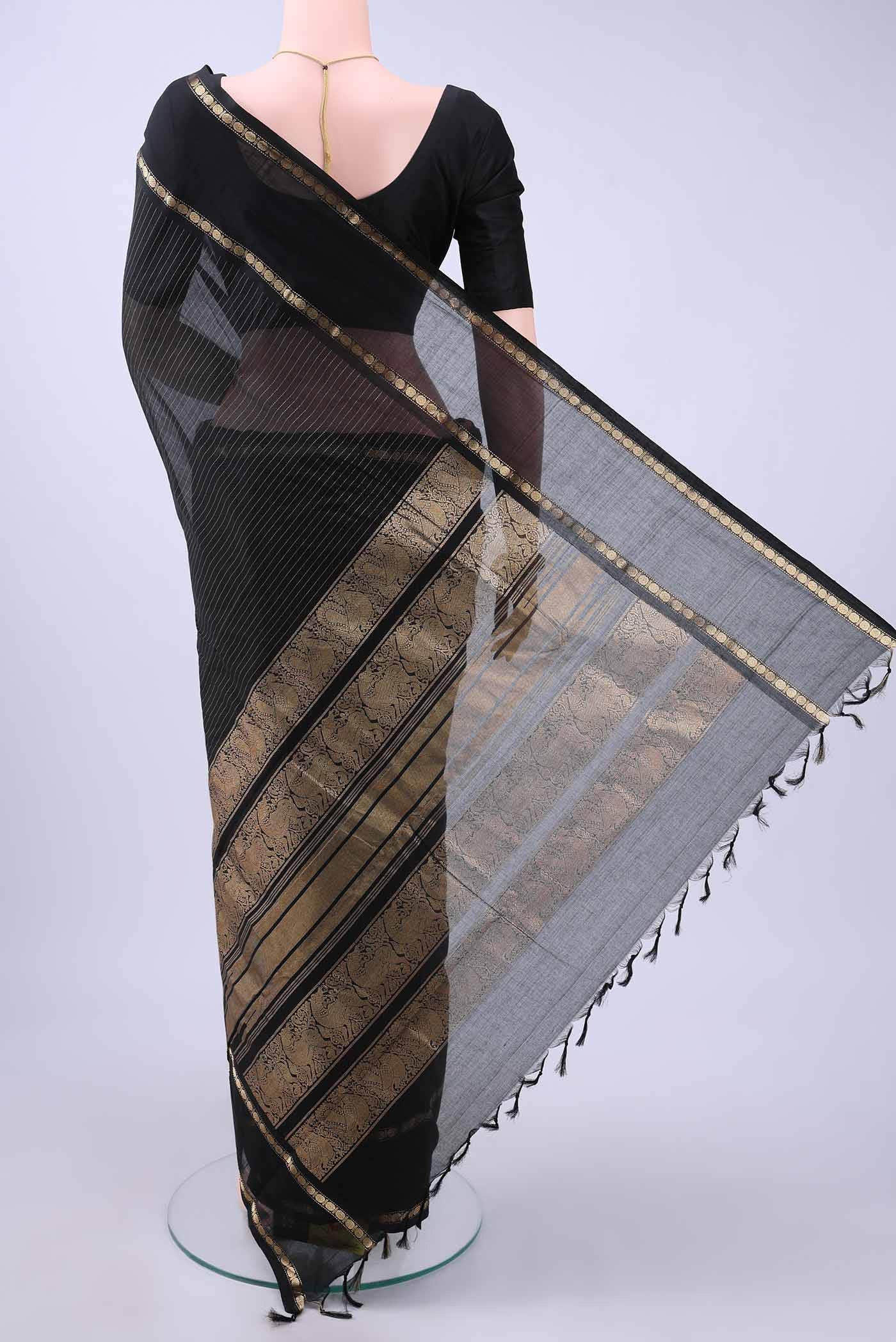 Black Kanchi Cotton Saree